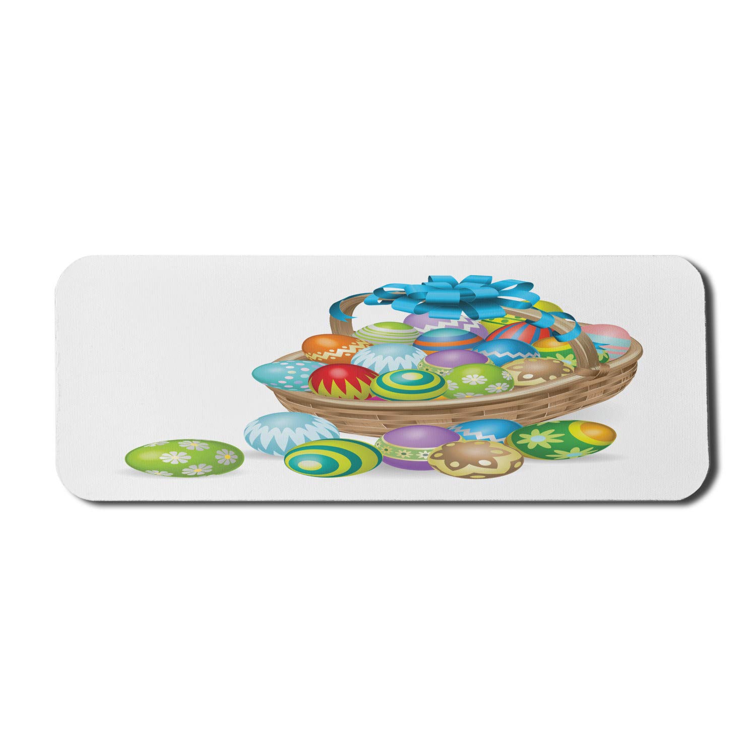 Ambesonne Easter Computer Mouse Pad - Colorful Ornamental Eggs with Blue Ribbon Design, Non-Slip Rubber Gaming Mousepad (31