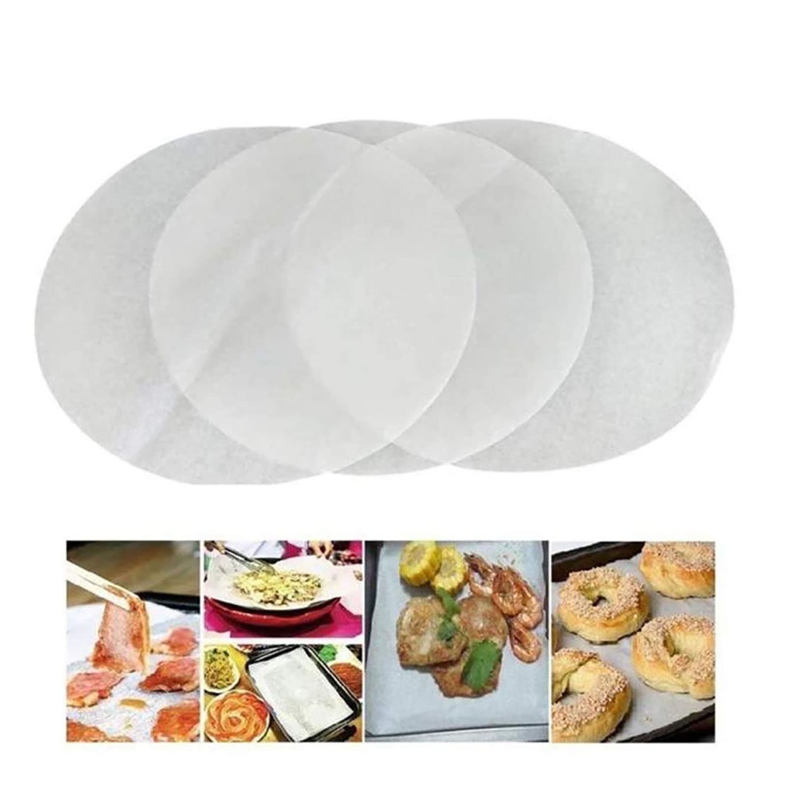 PAPABA 100Pcs Non-Stick Baking Paper Sheets - 17.5cm Round Parchment Liners for Air Fryer, Steamer, Bread & Snacks | Oven Safe, Reusable & Eco-Friendly for Baking, Roasting & Meal Prep
