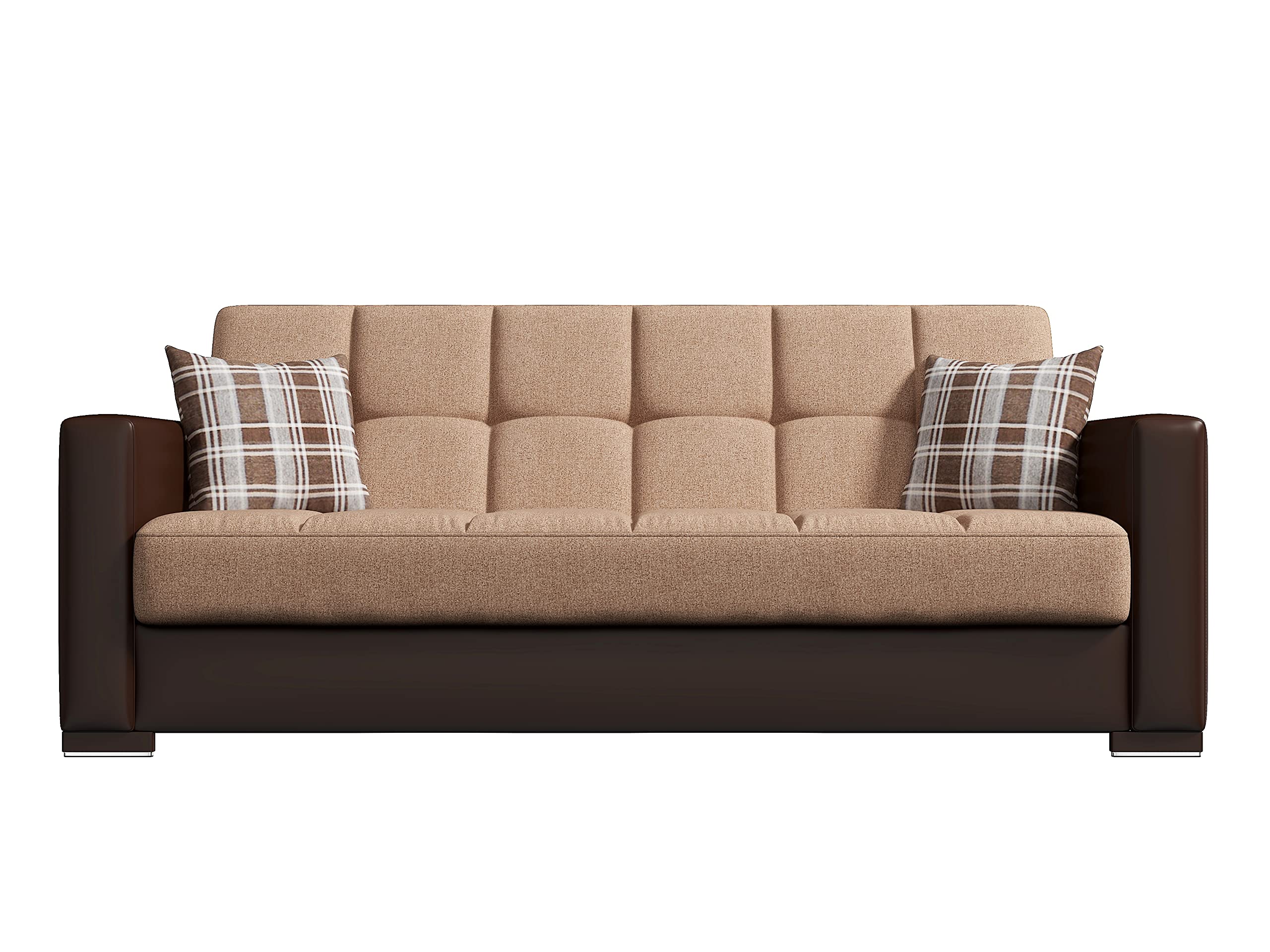 MELAGIO Convertible Sleeper Sofa Bed with Storage & 2 Decorative Pillows - Navy Blue Fabric Sofa for Small Spaces - Perfect for Guest Room, Studio Apartments & Living Rooms