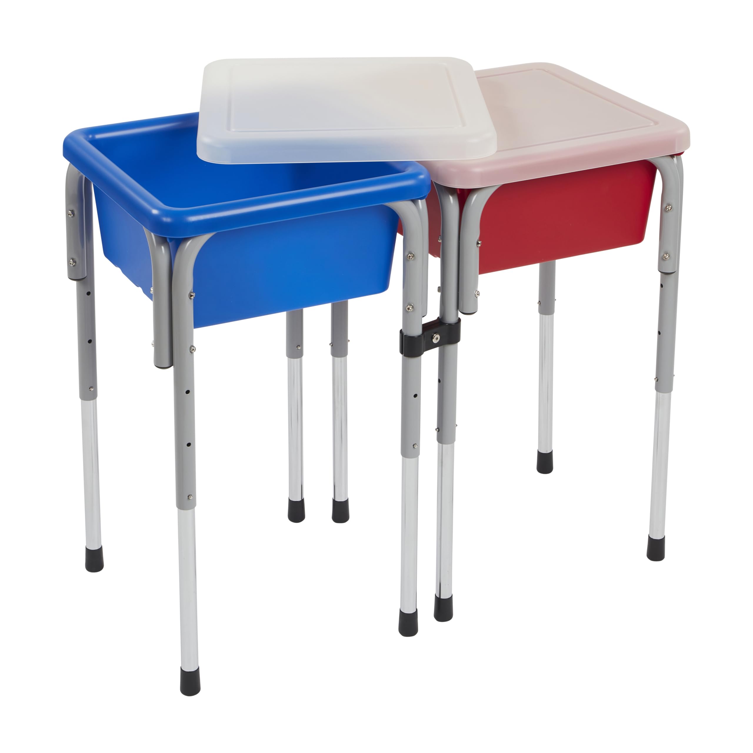ECR4Kids Adjustable 2-Station Sand and Water Play Table with Sensory Bins - Blue & Red for Kids Outdoor & Indoor Sensory Play Activities