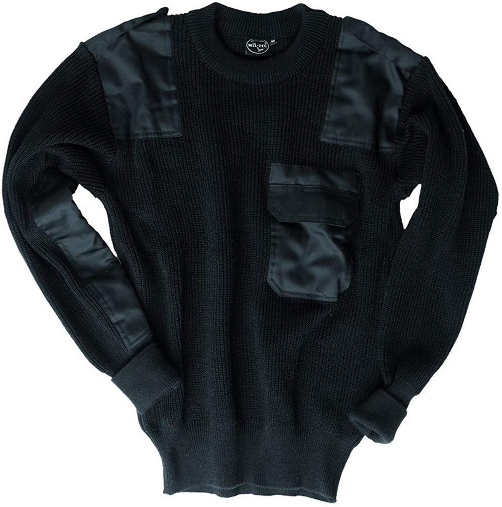 Mil-Tec German Army Style Jumper - Black | Military Tactical Sweater for Outdoor & Casual Wear