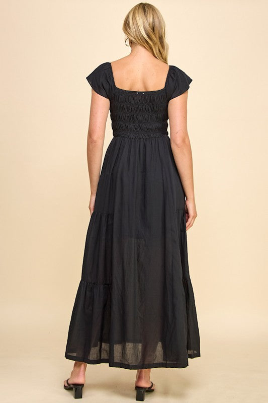 Elegant Smocked Tiered Dress for Women - Flowy Summer Maxi Dress with Ruffles - Perfect for Beach, Wedding & Vacation