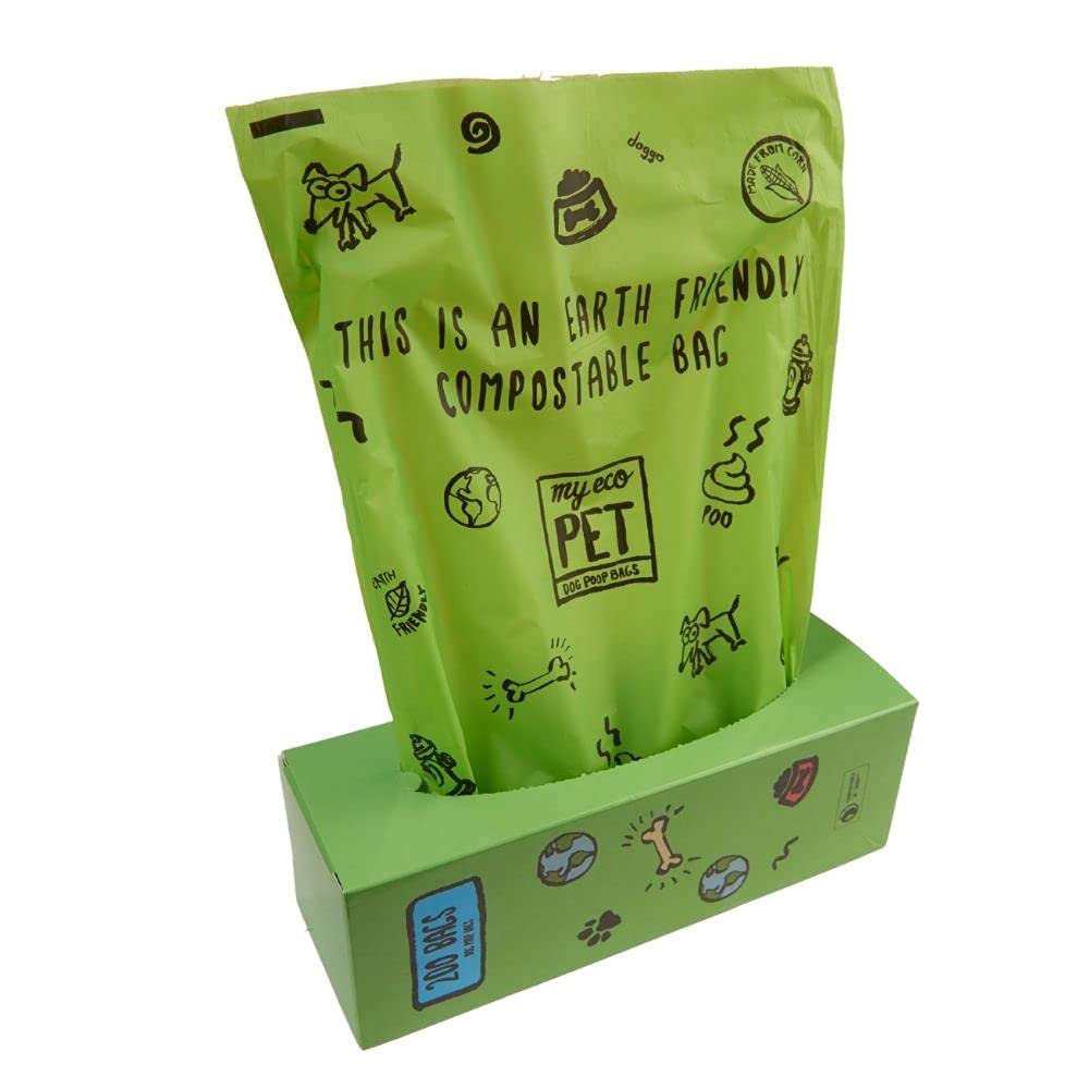 MyEcoPet® Compostable Dog Waste Bags - 200 Count Roll | Biodegradable, Eco-Friendly Pet Poop Bags for Dogs | Perfect for Park Walks, Backyard Cleanup & Travel Use