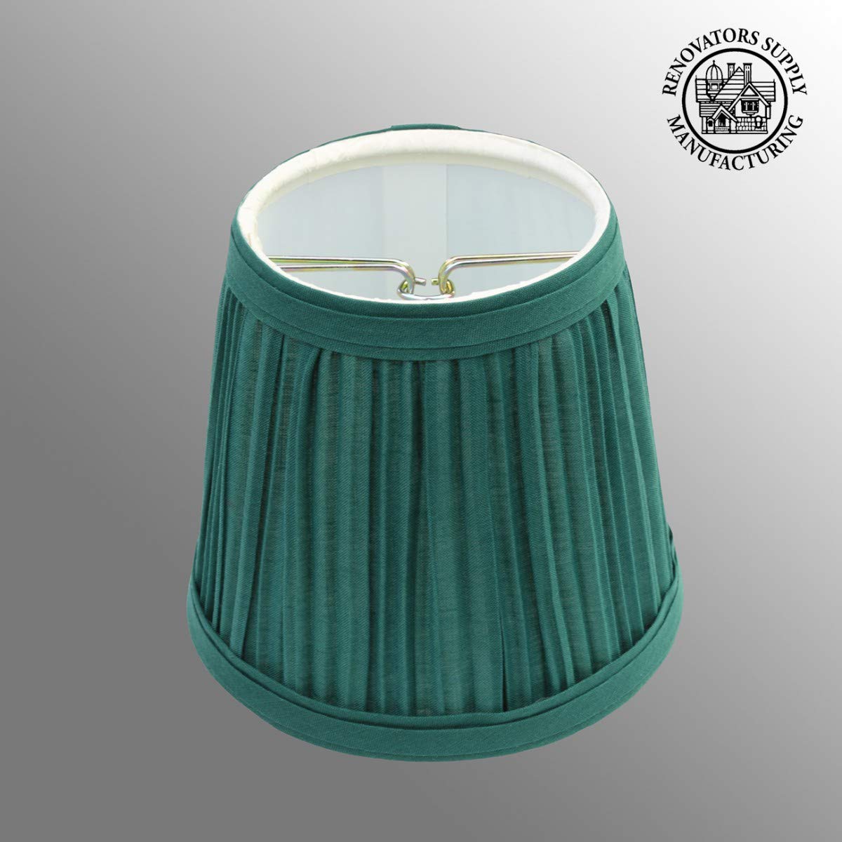 4 Inch Tall Green Pleated Lamp Shade for Table Lamps - Replacement Shade by Renovators Supply - Perfect for Home Office, Bedroom & Living Room Decor