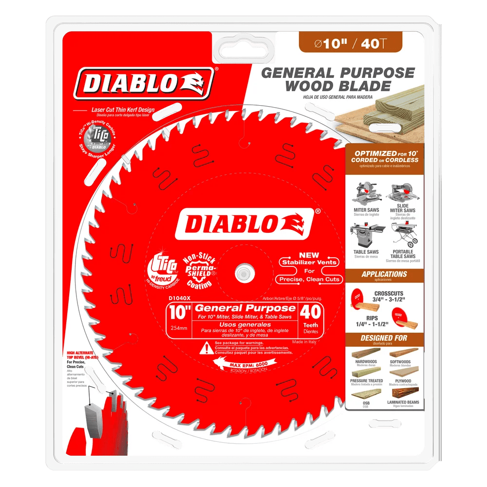 10-Pack 10-Inch 40-Tooth General Purpose Circular Saw Blades - Perfect for Woodworking, Plywood, and MDF Cutting
