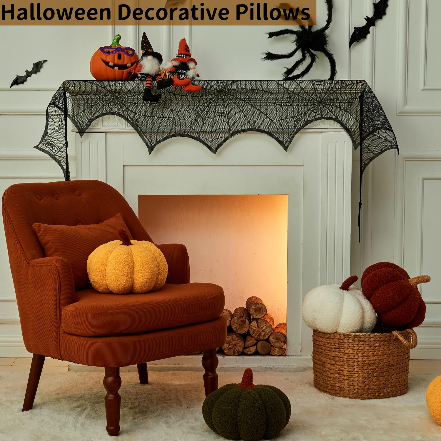 2 Pack Pumpkin Shaped Throw Pillows - 11.8 x 6 Inch Fall Thanksgiving Decorative Cushions for Sofa, Couch, Bedroom - Halloween & Autumn Home Decor (Perfect for Seasonal Home Styling and Cozy Living Room Accents)