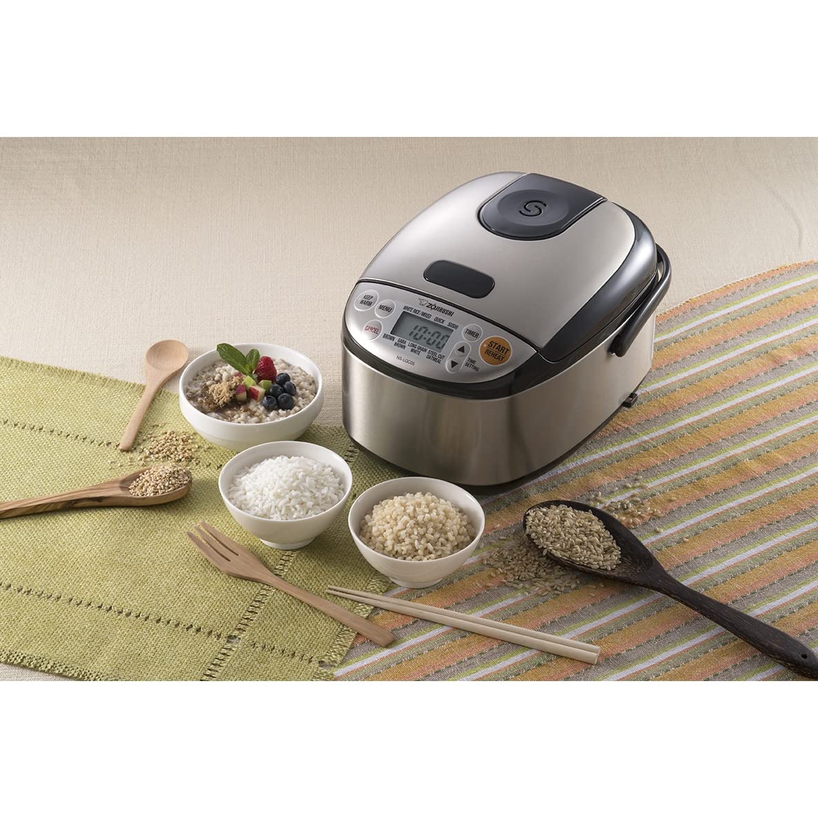 Zojirushi NS-LGC05XB 3-Cup Micom Rice Cooker & Warmer - Stainless Black | Perfect for Small Families, Dorm Rooms & Office Lunches