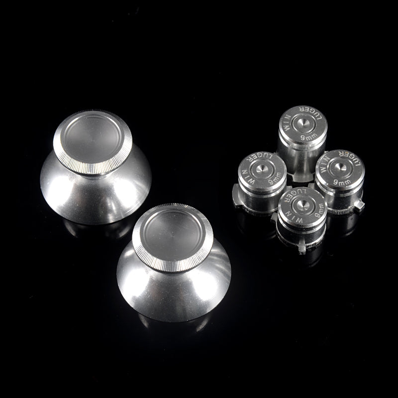 eXtremeRate Metal Silver Aluminum Alloy Thumbsticks & Bullet ABXY Buttons Replacement Kit for Xbox One/Xbox One Elite/Xbox One S/X Controllers - Premium Gaming Accessories for Enhanced Control & Durability | Perfect for FPS, Racing & Competitive Gaming