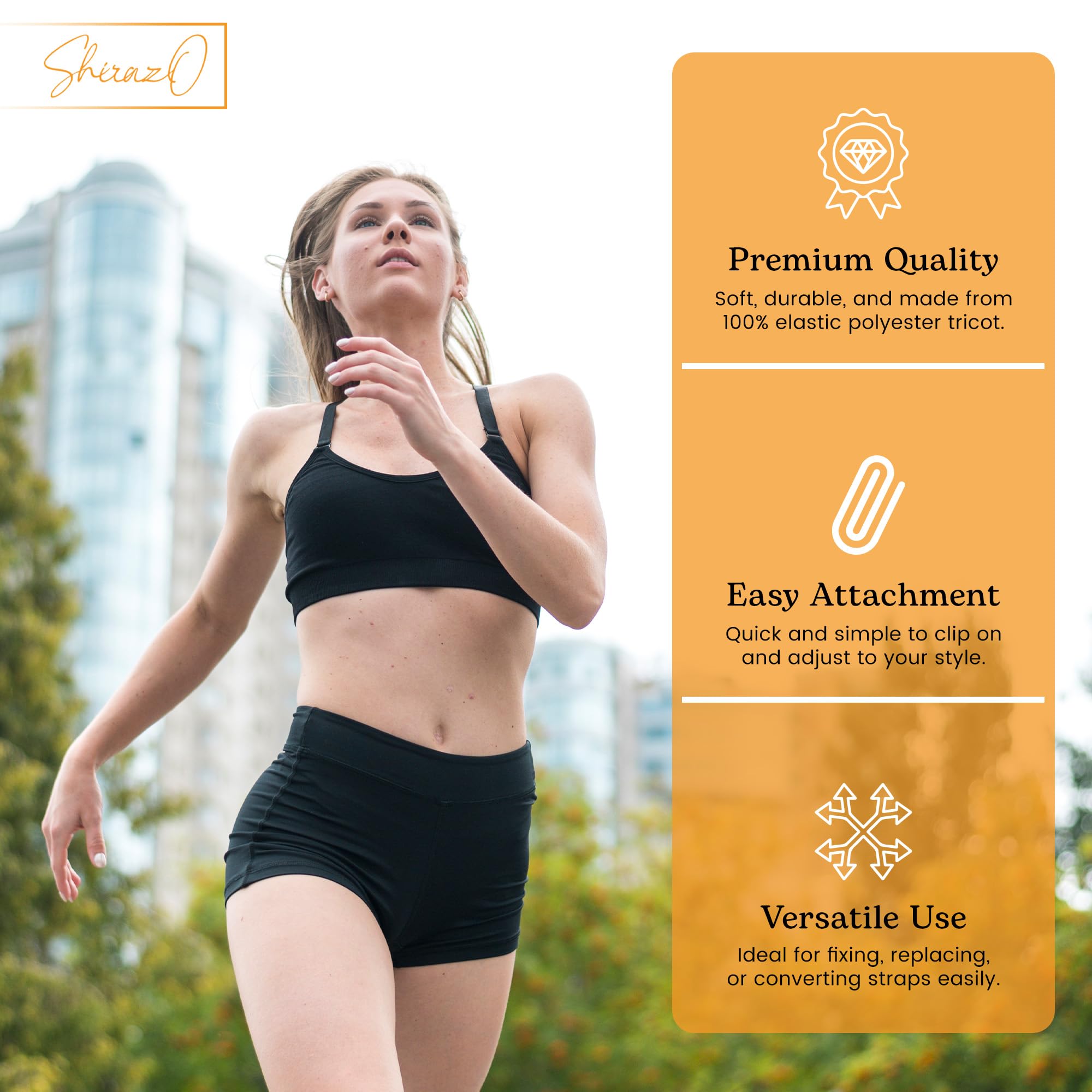 ShirazO Adjustable Bra Straps for Women - High Elastic Non-Slip Replacement Bra Straps with Clips, Soft Plush Back & Extra Long Length (2-Pack) | Perfect for Sports Bras, Tank Tops & Everyday Comfort