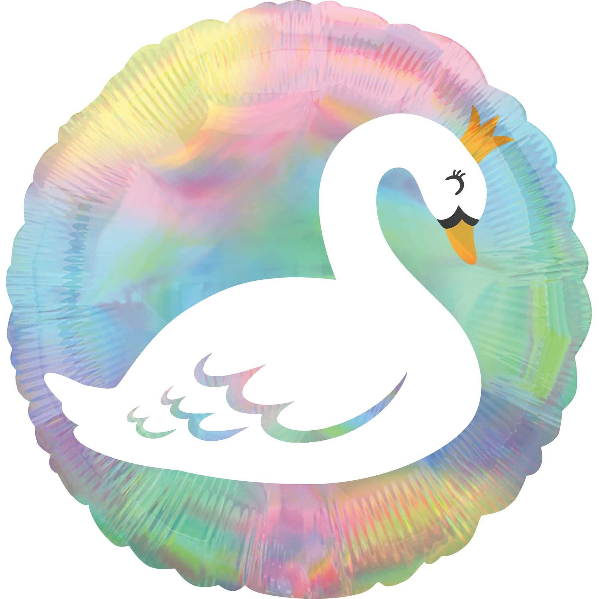 45cm Standard Holographic Iridescent Pastel Swan Balloon - Perfect for Baby Showers, Birthday Parties & Wedding Decorations