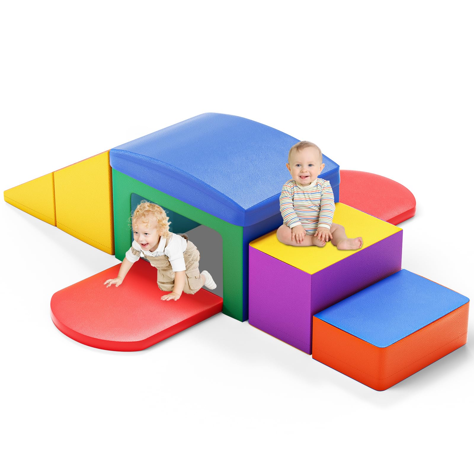 **SURPCOS 6-Piece Soft Foam Climber Play Set for Toddlers 1-3 – Indoor Crawl & Climb Toy with Slide, Stairs & Ramp – Safe & Colorful Toddler Climbing Gym for Playrooms, Daycares & Home Use**