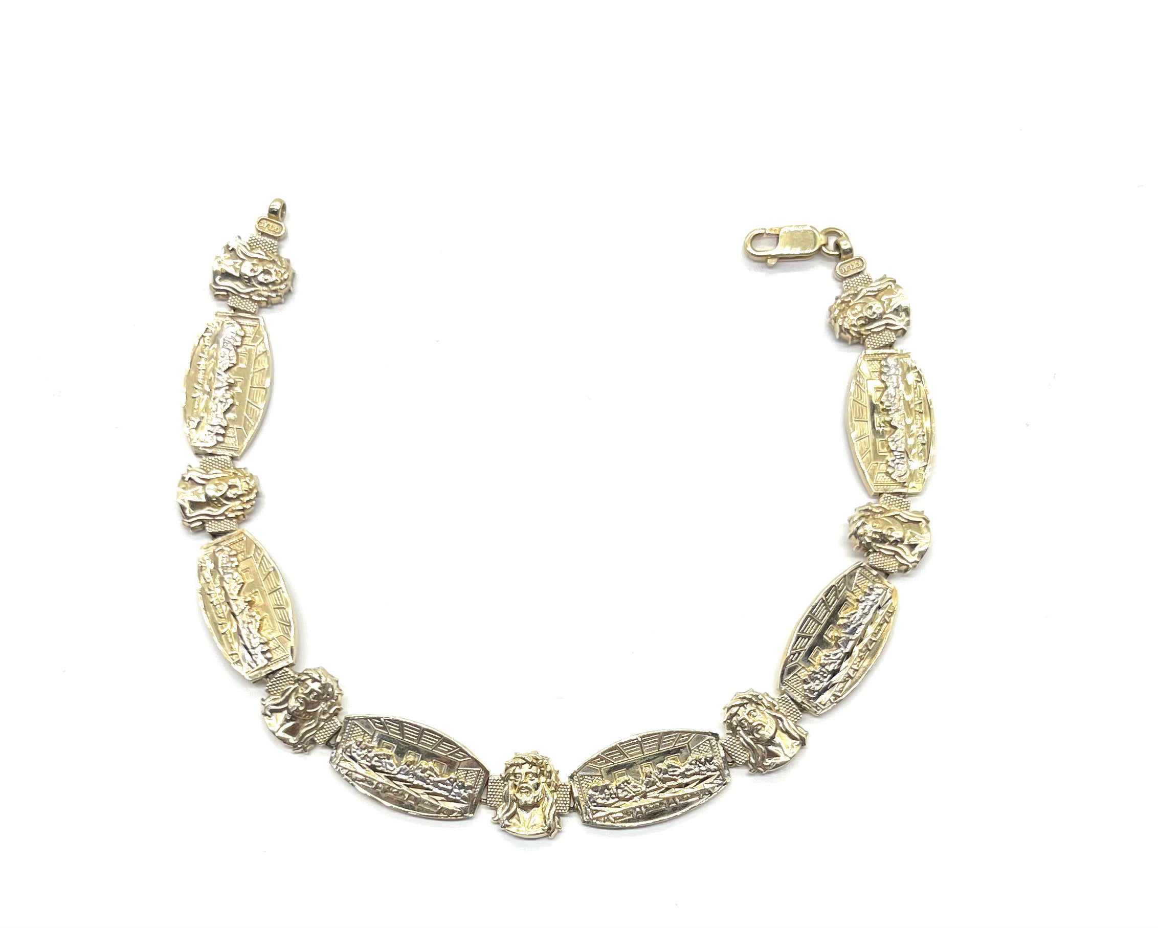 10K Gold Last Supper Charm Bracelet - Religious Jewelry for Men & Women - Perfect Gift for Baptism, Confirmation & Christian Holidays