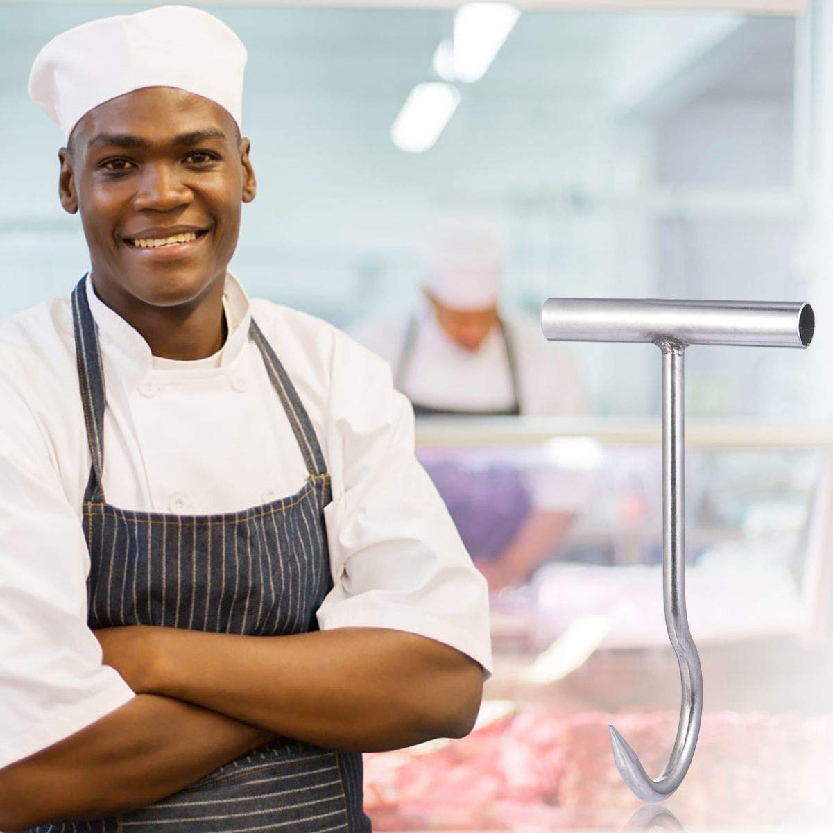 ULTECHNOVO Stainless Steel T-Shaped Meat Hook - Heavy Duty Pork Hook for Kitchen, BBQ Grill, Butcher Shop & Meat Processing - Perfect for Hanging, Cooking & Food Prep