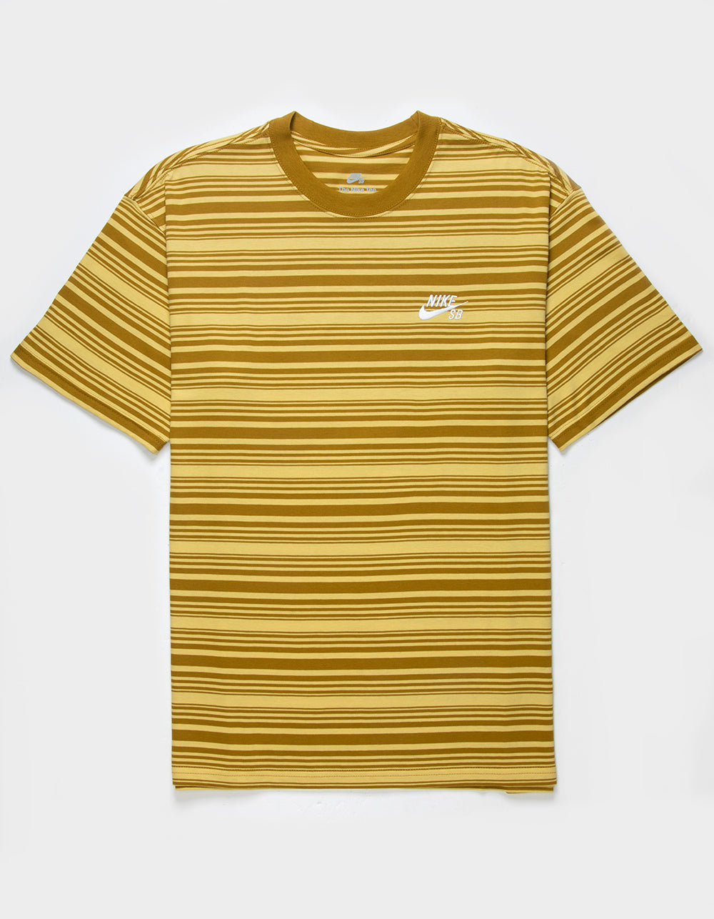 Nike SB Striped T-Shirt for Men - Comfortable Cotton Short Sleeve Tee (Bronzine Color) - Perfect for Skateboarding, Streetwear & Casual Outfits