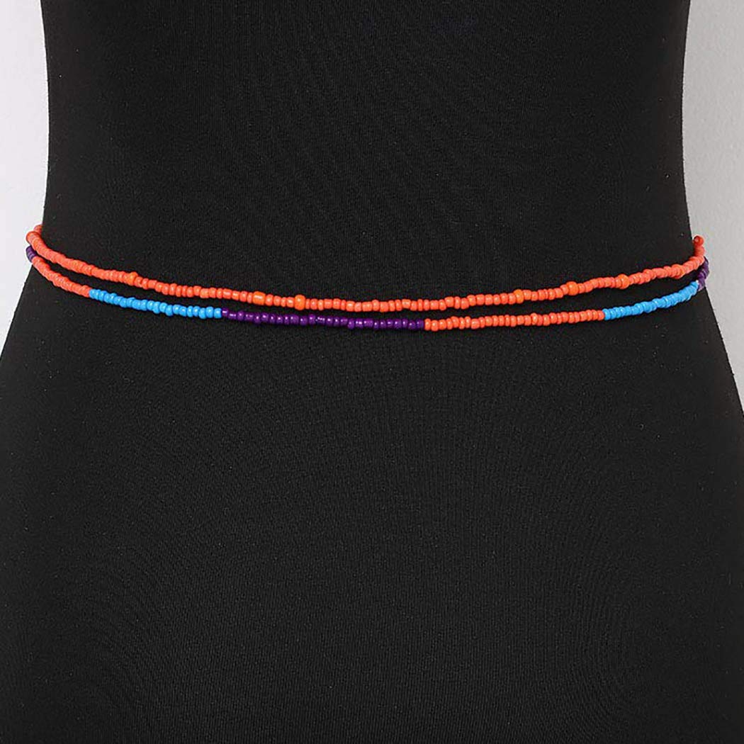 Boho Waist Chain Body Jewelry - African Beaded Belly Chains for Women & Girls | Colorful Bikini Accessories for Beach, Festival & Summer Outfits