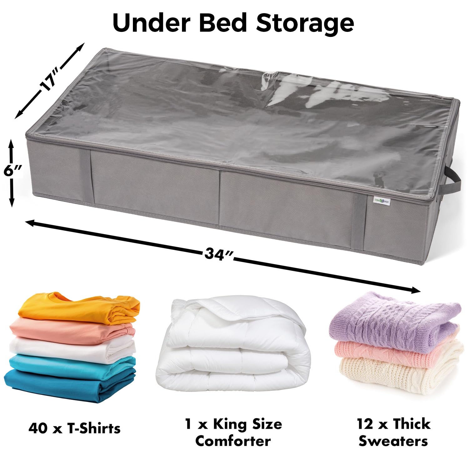 Space-Saving Under Bed Storage Containers & Closet Organizers - 2 Pack Black Storage Bins for Clothes, Toys & Home Organization - Perfect for Small Spaces, Dorm Rooms & Bedroom Storage Solutions