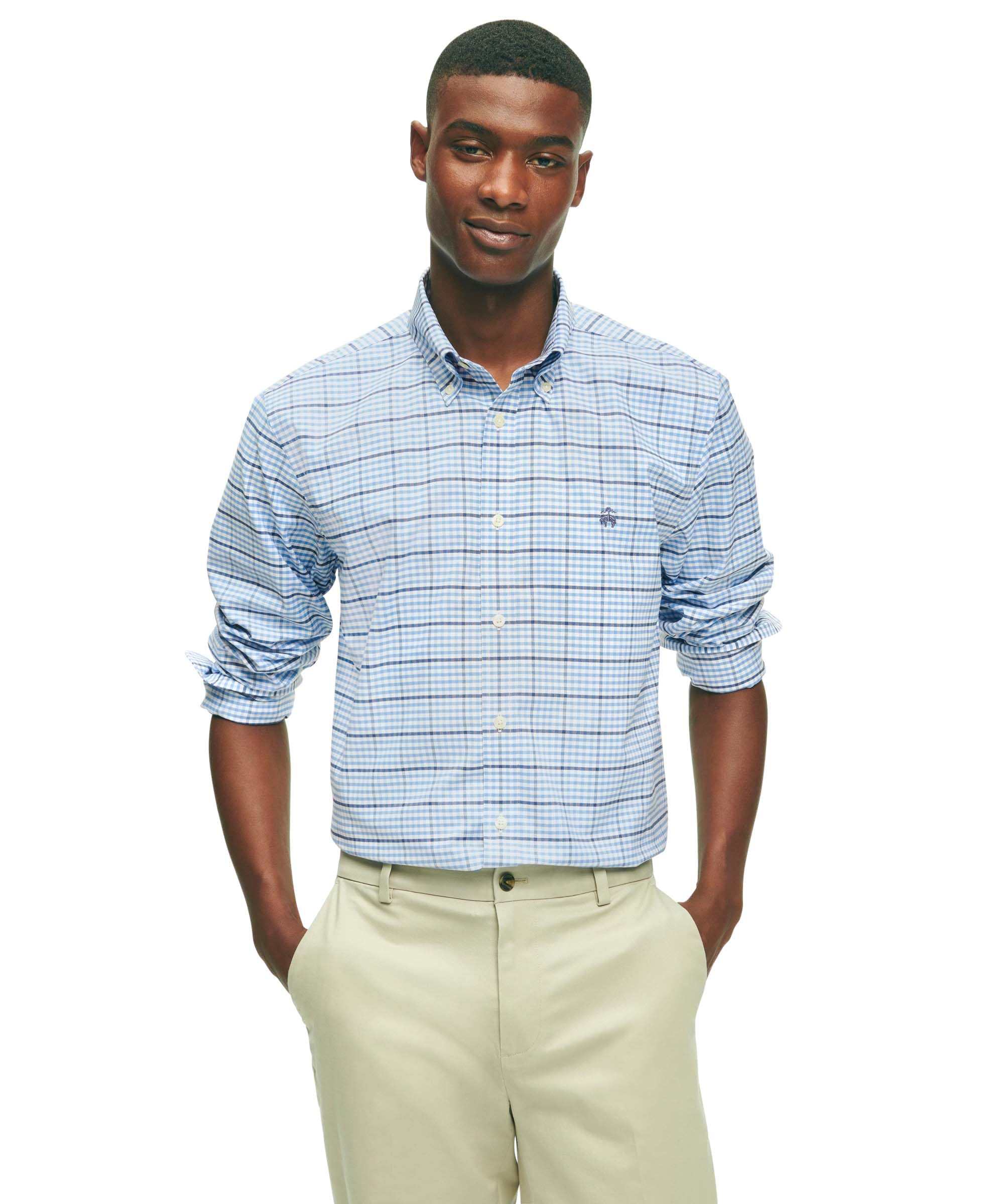 Brooks Brothers Men's Classic Oxford Long Sleeve Button-Down Shirt - Premium Cotton Dress Shirt for Business Casual & Office Wear