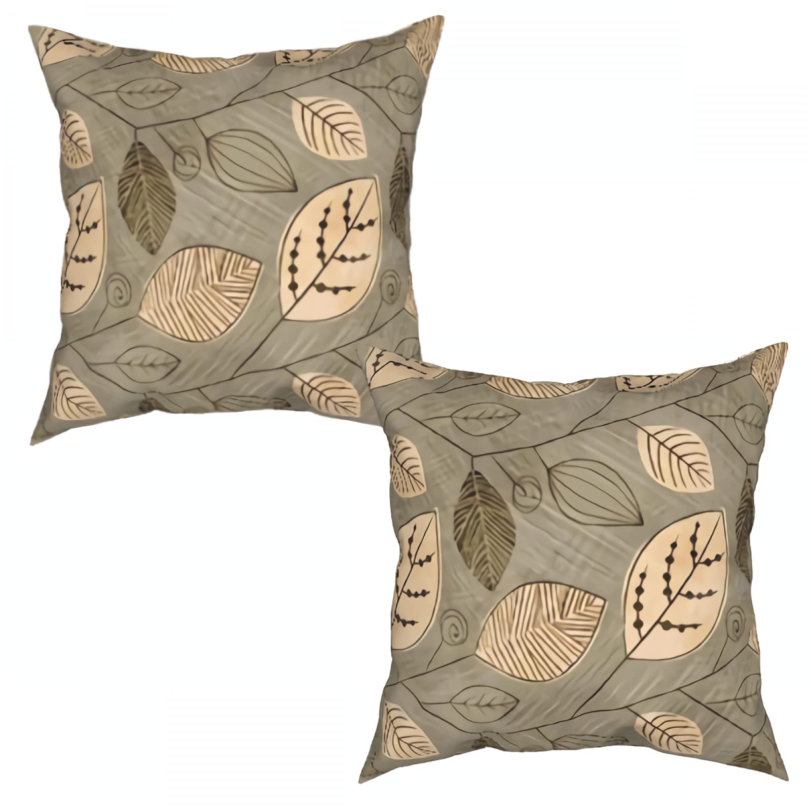 Decorative Abstract Leaf Throw Pillows 18x18 Inch Set of 2 - Fall Leaf Accent Pillow Covers for Living Room, Farmhouse, Outdoor - Perfect for Sofa, Couch, Bed & Seasonal Home Decor