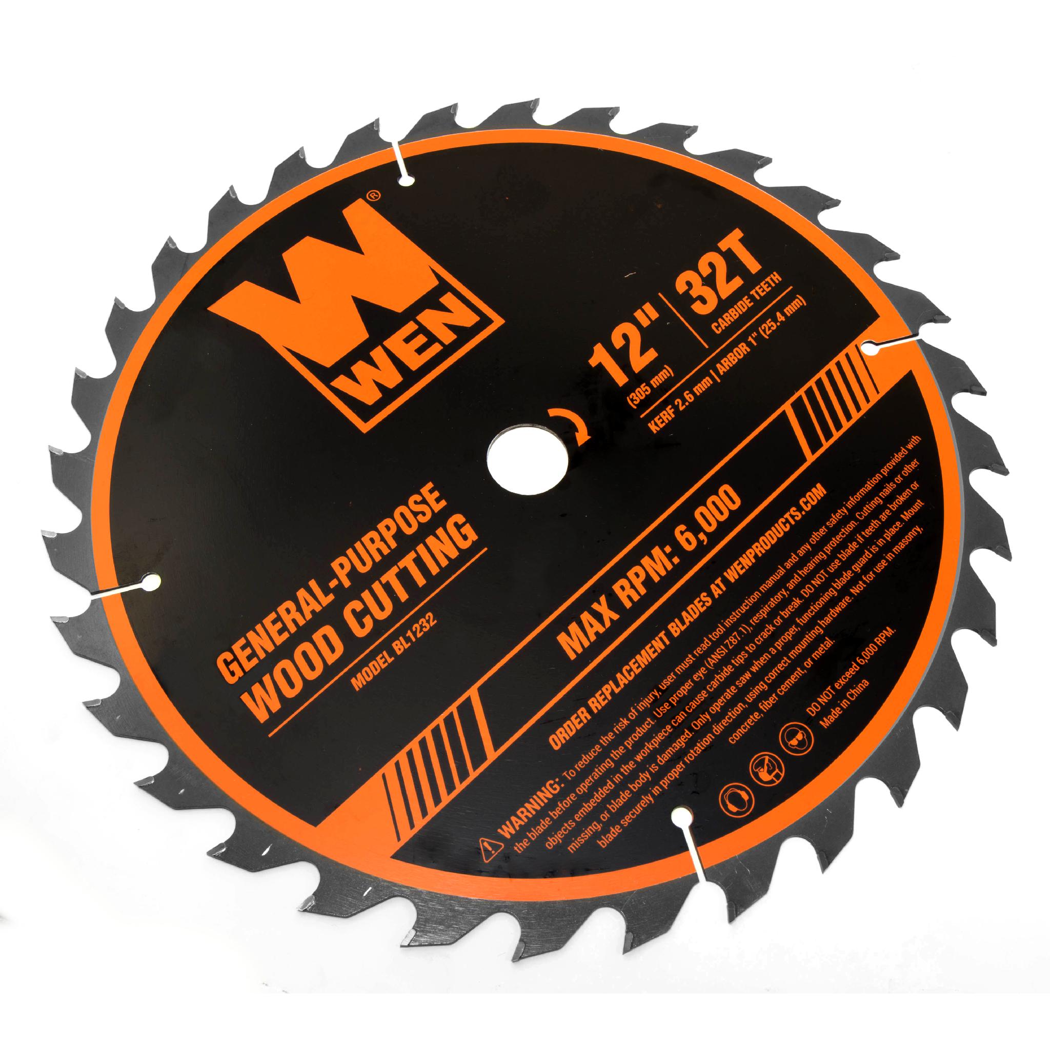 WEN BL1232 12-Inch 32-Tooth & 80-Tooth Carbide-Tipped Woodworking Saw Blade Set (2-Pack) - Perfect for Table Saws, Miter Saws & Circular Saws