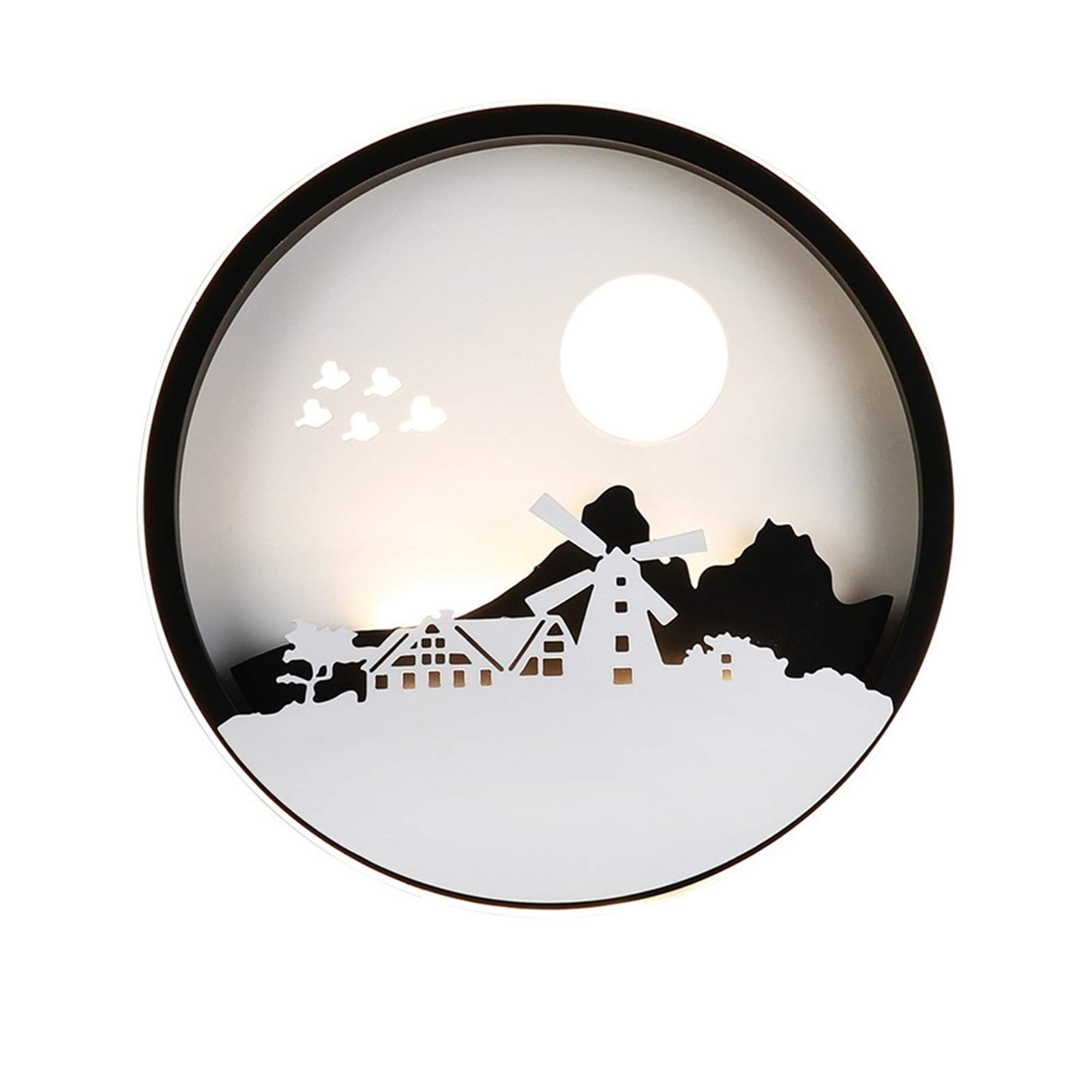 Modern LED Indoor Wall Light - Round Shape, Wrought Iron Body & Silicone Lampshade - 3 Color Changing Bedroom, Living Room, Office Decorative Lighting for Bedside, Corridor & Home Ambiance