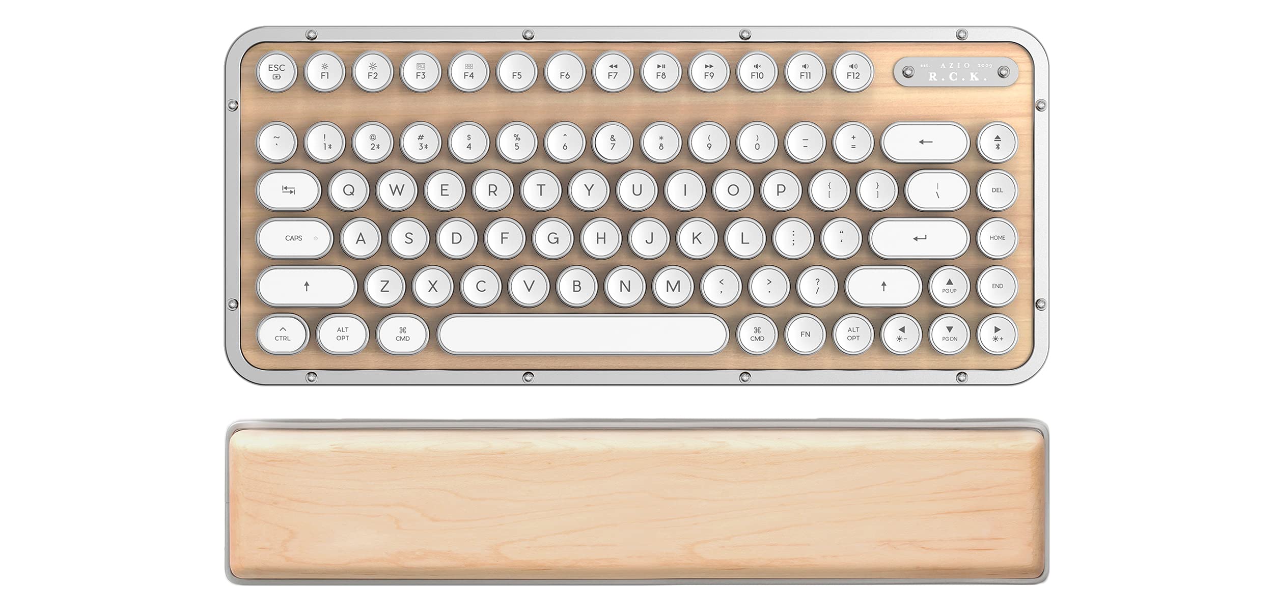 Azio Retro Compact Mechanical Keyboard - Maple Wood Wired USB Keyboard for PC & Mac - Vintage Style Typing for Home Office & Gaming