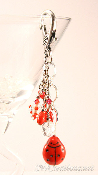 Red Ladybug Crystal Beaded Purse Charm - Elegant Handbag Accessory for Women | Perfect Gift for Birthday, Party & Fashion