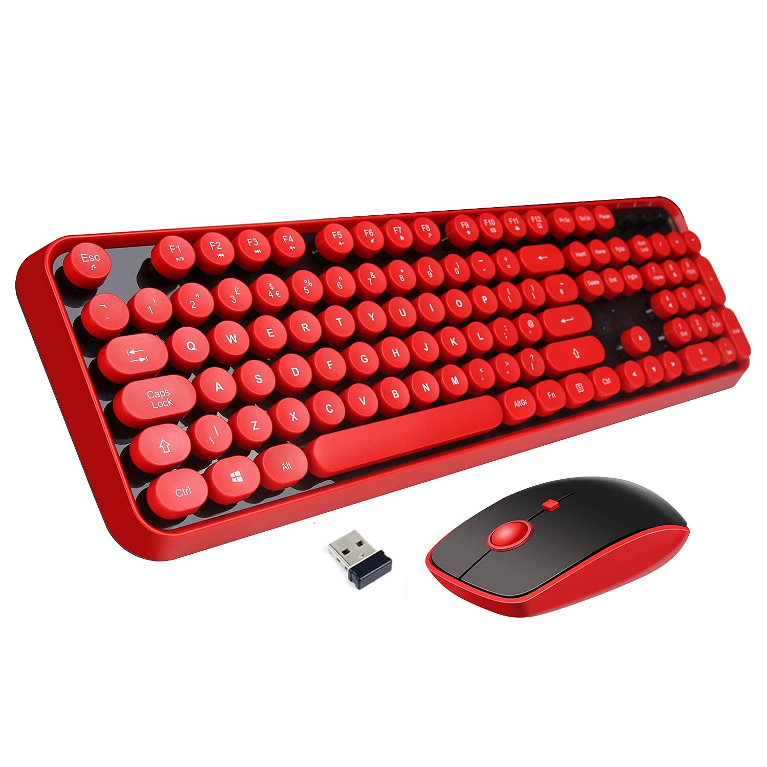 Retro Wireless Keyboard Mouse Combo for Mac PC - Office & Gaming Use