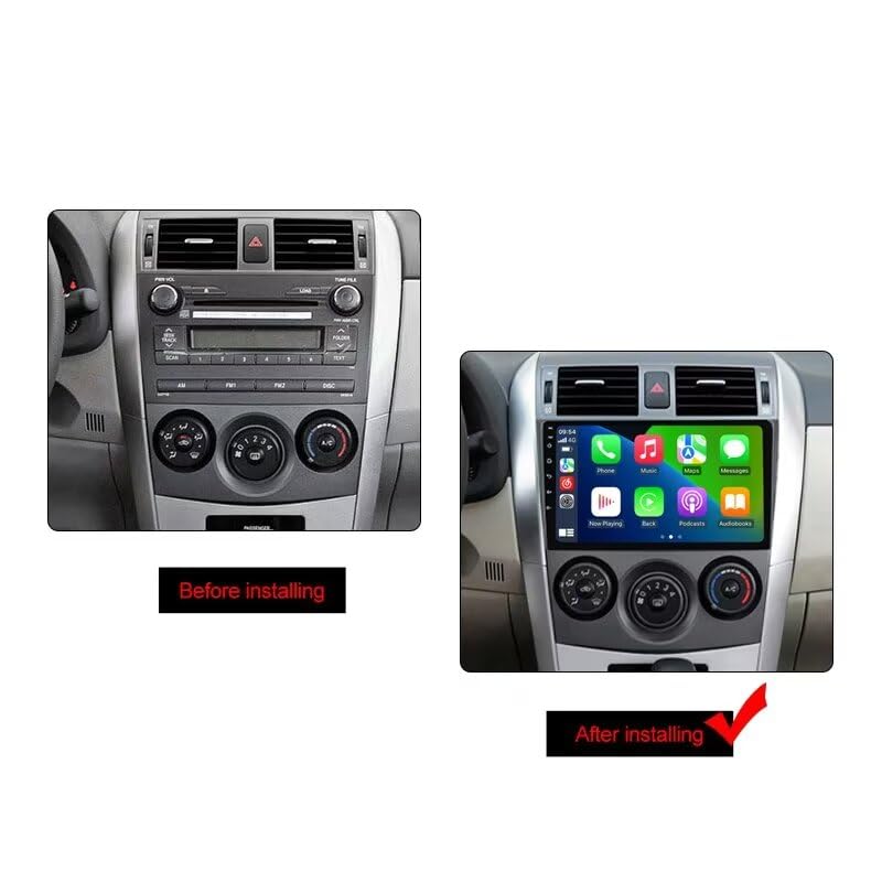 Biorunn 9 Inch Android 13 Car Stereo for Toyota Corolla 2009-2012 | Octa Core GPS Navigation | Wireless/Wired CarPlay & Android Auto | IPS Screen, FM/AM/RDS, DSP | 4GB RAM 64GB ROM - Perfect for Commuting, Road Trips & Hands-Free Driving