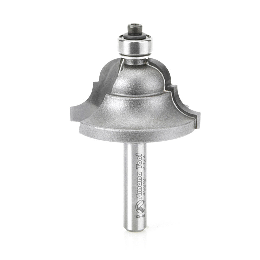 Amana 49212 Double Ogee 1/4 Radius 1/4 Shank Router Bit - Premium Woodworking Tool for Cabinet Making & Decorative Edging