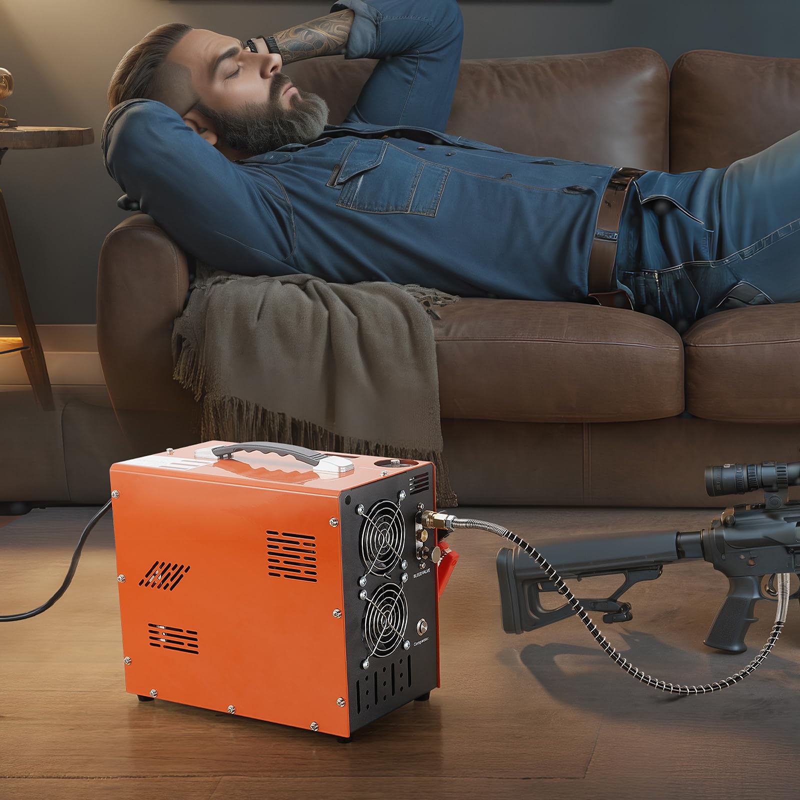 VEVOR 4500PSI PCP Air Compressor - Portable High Pressure Air Pump for PCP Air Rifles, Paintball Guns & Scuba Tanks | Oil-Free 30MPa Compressor with Auto-Stop | 12V DC/120V AC Power (Perfect for Hunting, Sports & Diving Adventures)