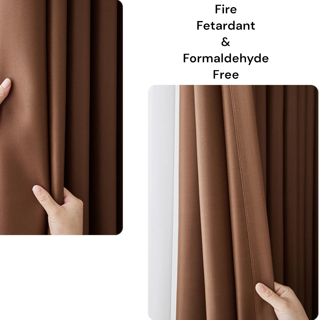 Veda Polyester Fire Retardant Blackout Grommet Curtains - Thermal Insulated Window Drapes for Bedroom, Living Room & Office (Custom Size Available)