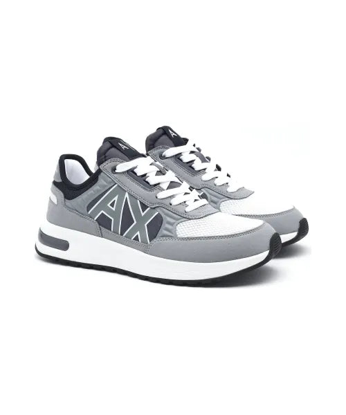 Armani Exchange Grey Sneakers for Men - Comfortable Casual Running Shoes for Walking, Gym & Everyday Wear