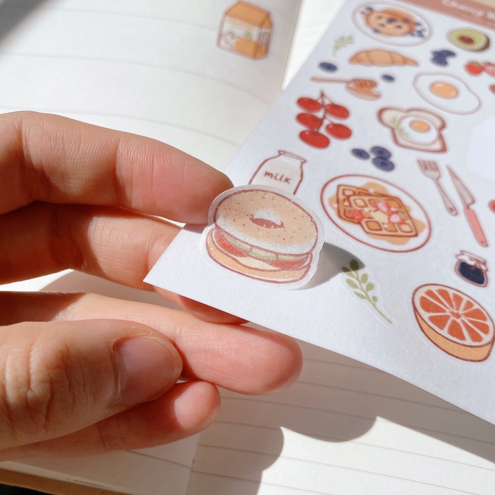 Breakfast Sticker Sheet - Cute Food Decals for Planners, Journals & Scrapbooking - Perfect for DIY Crafts, School Projects & Party Decorations