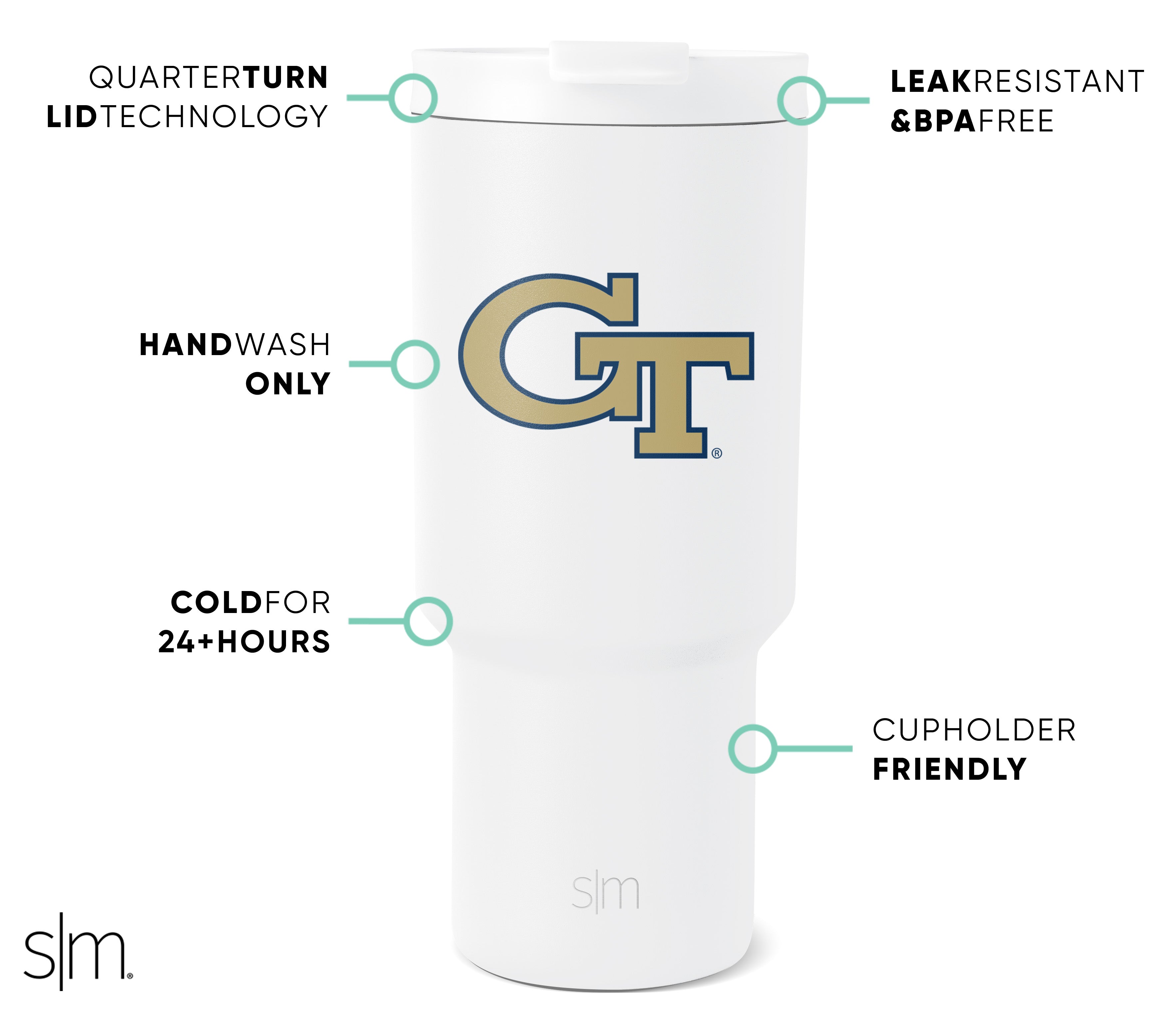 Collegiate Trek Tumbler - Insulated Stainless Steel Travel Mug with Lid - Perfect for College Students, Hiking & Outdoor Adventures