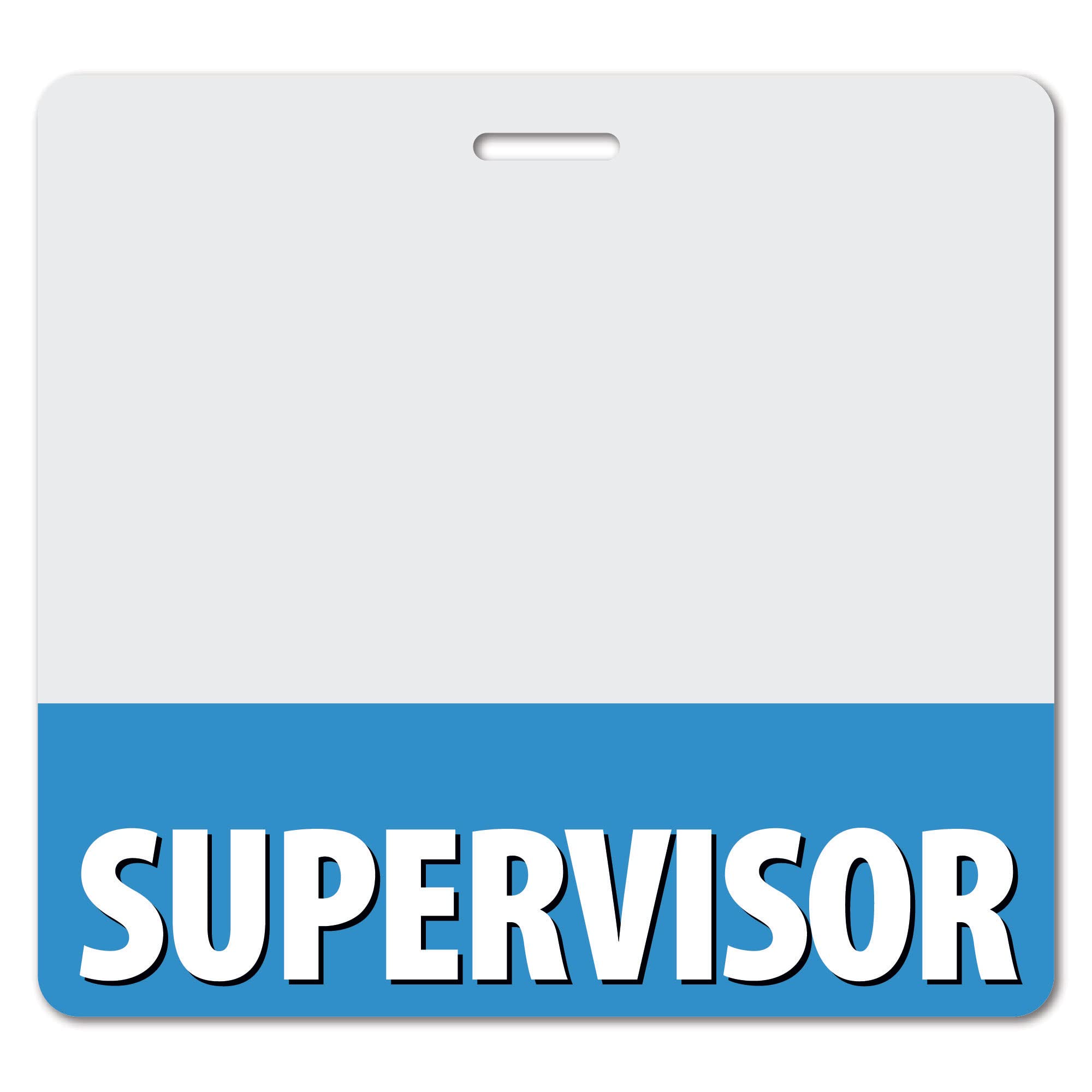 Heavy Duty Horizontal Blue Supervisor ID Badge Holders (100 Pack) - Spill & Tear Proof, Double-Sided USA Printed - Quick Role Identifier for Employees, Security & Events