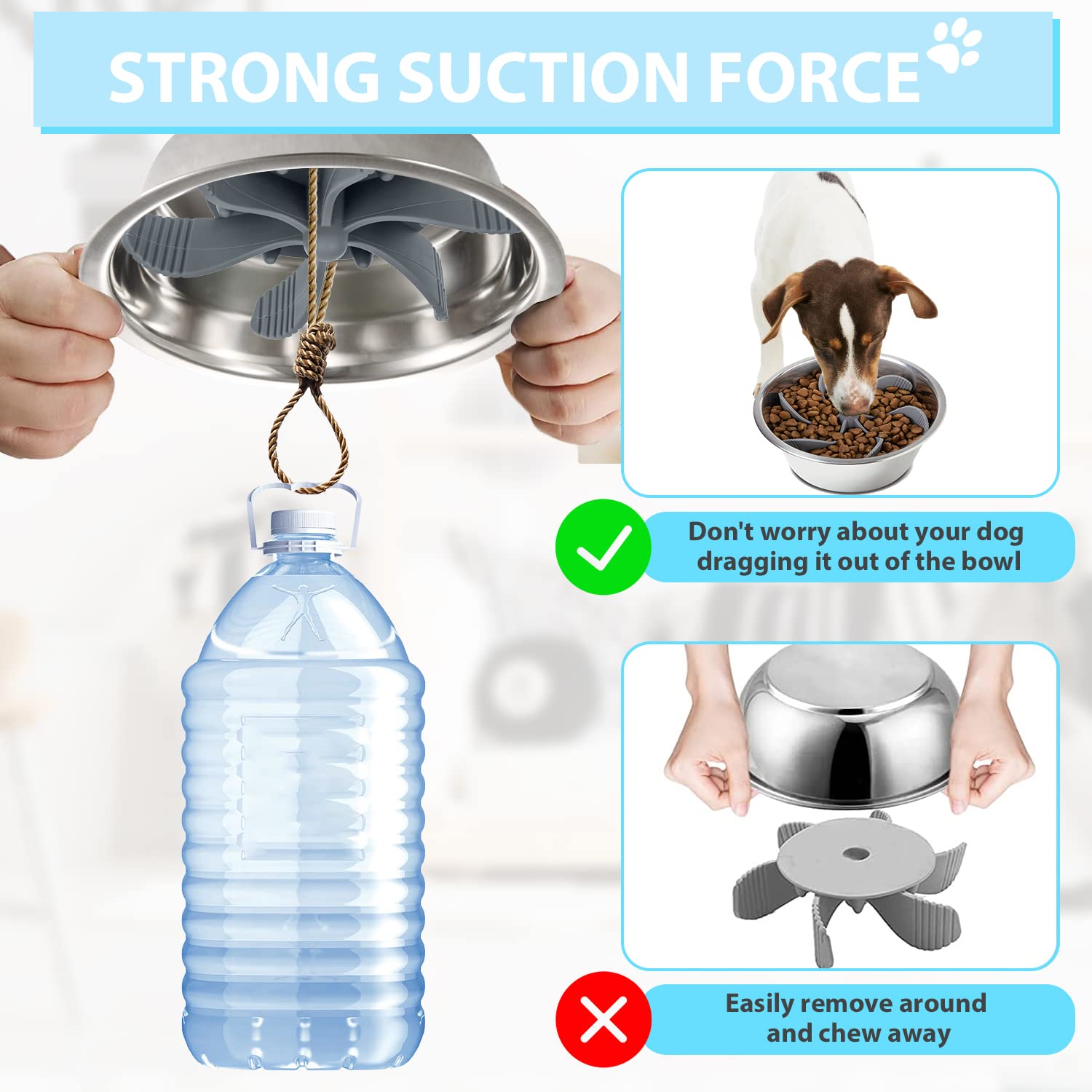 Slow Feeder Dog Bowl Insert - Spiral Design to Slow Down Eating for Small & Large Dogs | Silicone Pet Slow Feeder for Dry & Wet Food | Non-Slip Suction Cups | Dishwasher Safe | Perfect for Fast Eaters & Digestion Issues | Use During Mealtime or Training Sessions