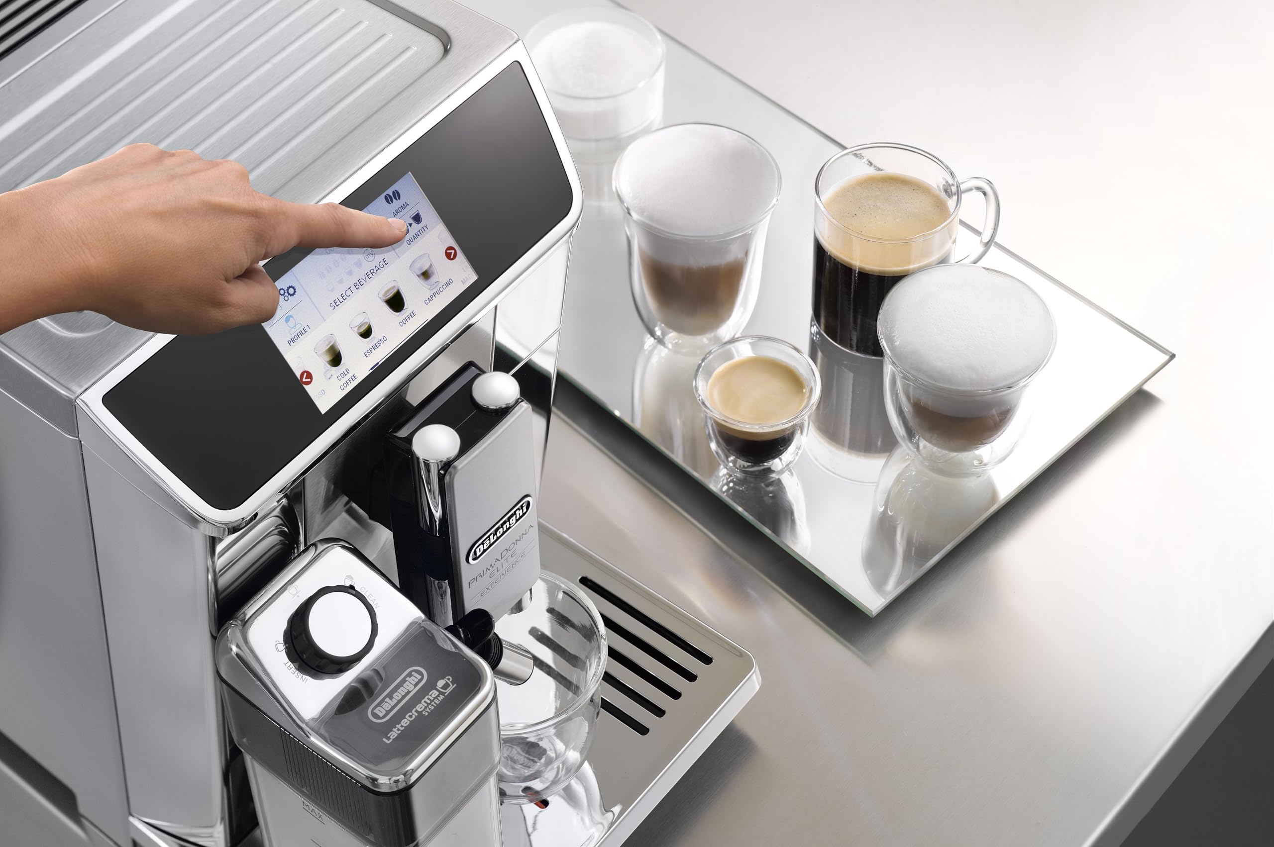 De'Longhi PrimaDonna Elite Experience ECAM650.85.MS Automatic Coffee Machine - 1L Stainless Steel Espresso & Cappuccino Maker with Silver Metal Finish | Perfect for Home, Office & Coffee Shops