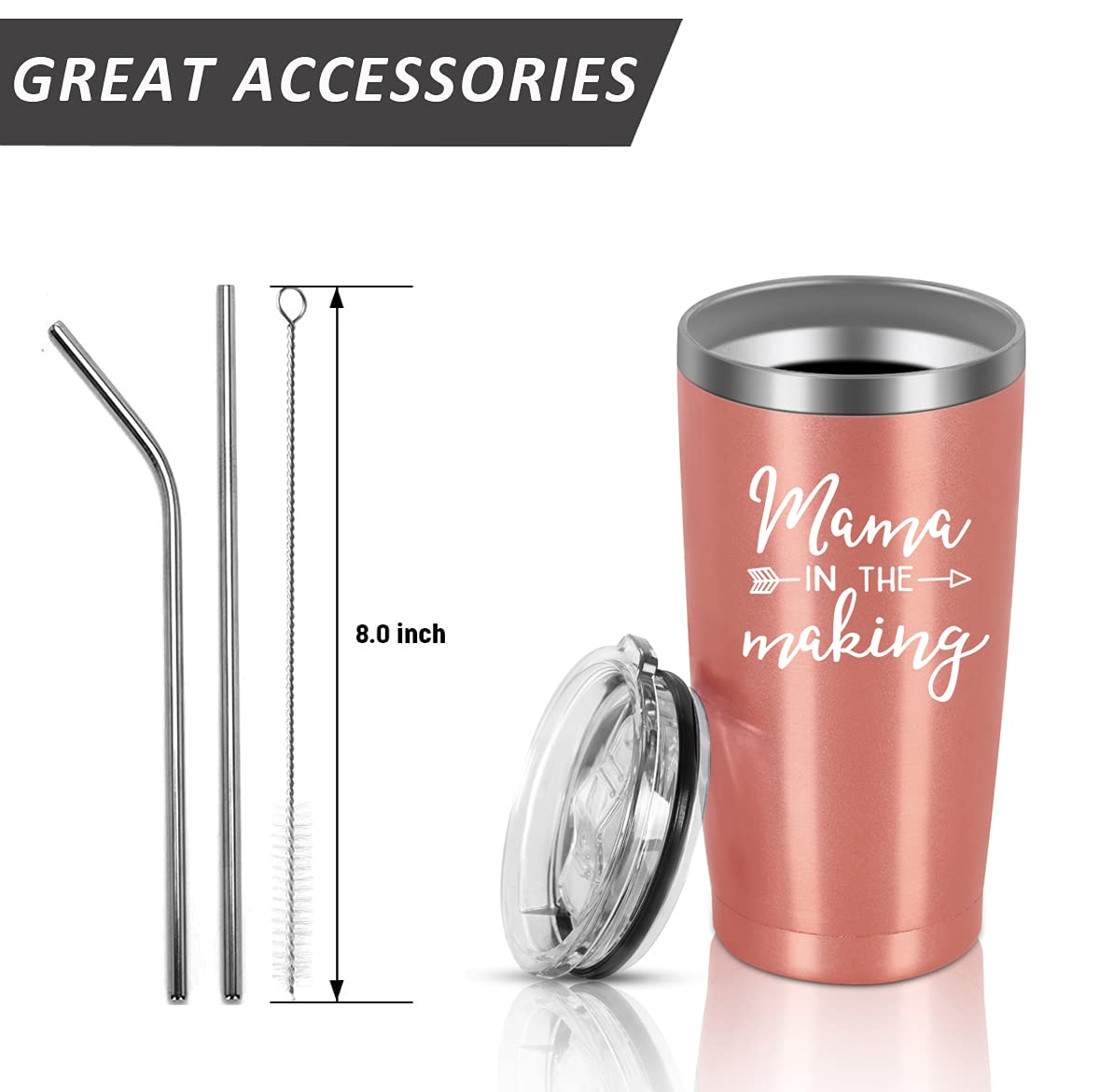 Funny Pregnancy Travel Tumbler for New Moms - Insulated Stainless Steel Cup with Lid & Straw - Perfect Baby Shower Gift, Mother's Day Present & Maternity Must-Have - Great for Work, Travel & Breastfeeding Moms
