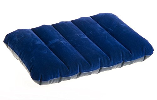 Inflatable Travel Air Pillow for Sleeping - Blue Velvet Neck & Back Support Pillow | Portable Inflatable Air Cushion for Airplane, Car, Camping & Office Use