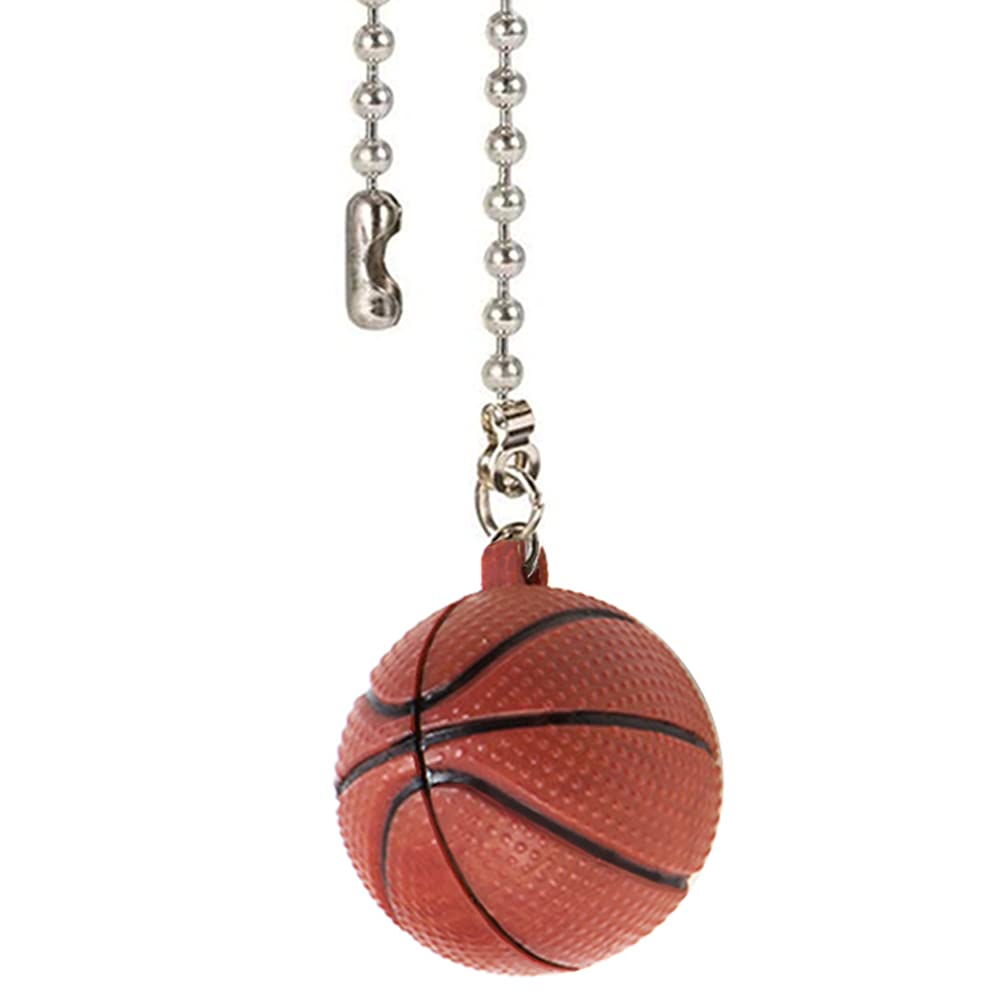 12 Inch Ceiling Fan Pull Chain Extender with Basketball Pendant - Nickel Finish Replacement Pull Cord for Hunter Lighting Fans - Perfect for Bedroom, Living Room & Office Fan Accessories