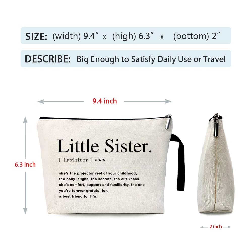ZHANTUONE Cute Cosmetic Bag for Little Sister - Perfect Birthday Gift, Best Friend Present, Sister Soulmate Quote Definition - Ideal for Travel, Makeup Storage & Daily Use