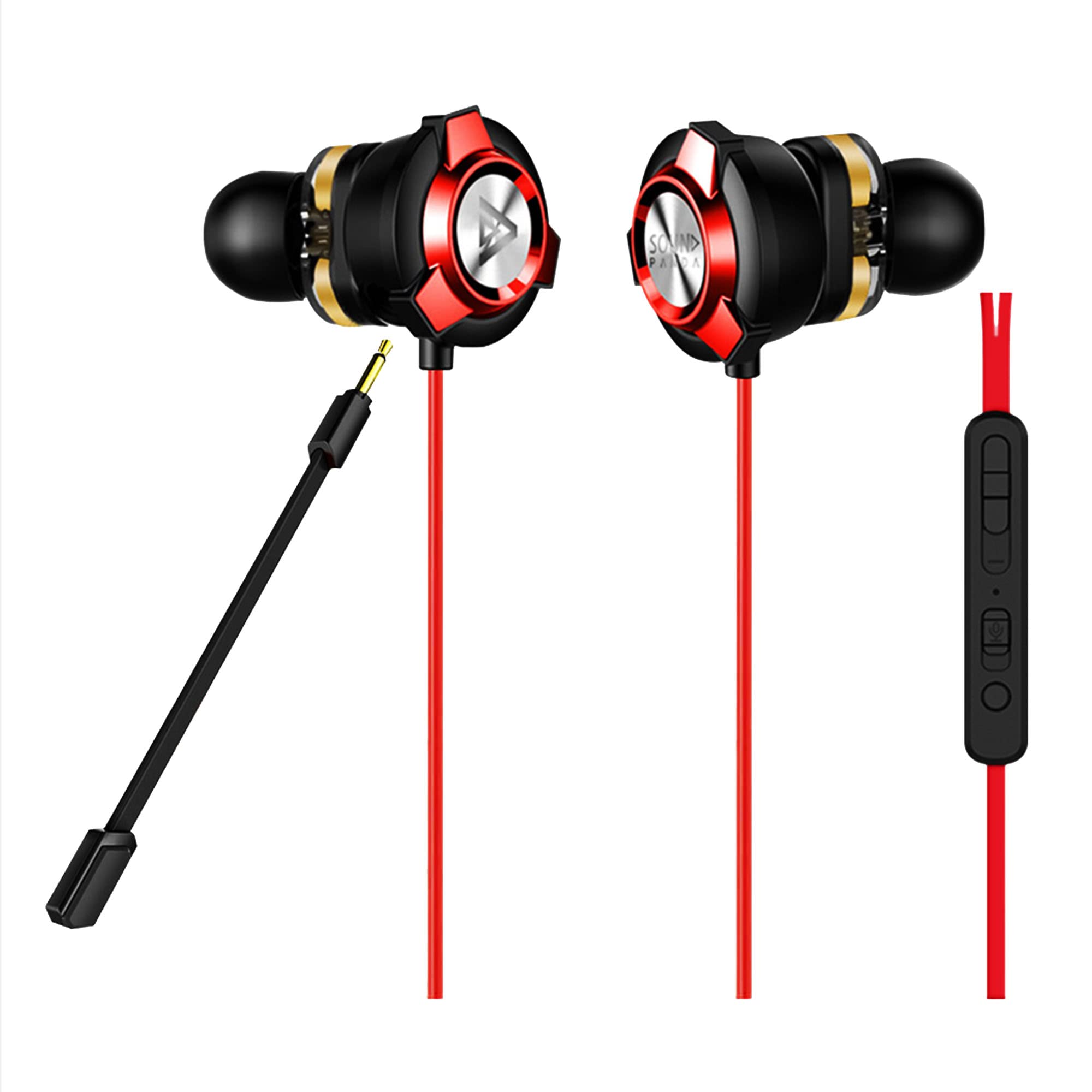 SPE-G9 Gaming Earbuds with Dual Microphone & Dual Drivers - Wired In-Ear Headphones with Volume Control for PS4, PS5, PC, Nintendo Switch & Mobile Gaming (Red) - Perfect for Competitive Gaming & Immersive Audio Experience