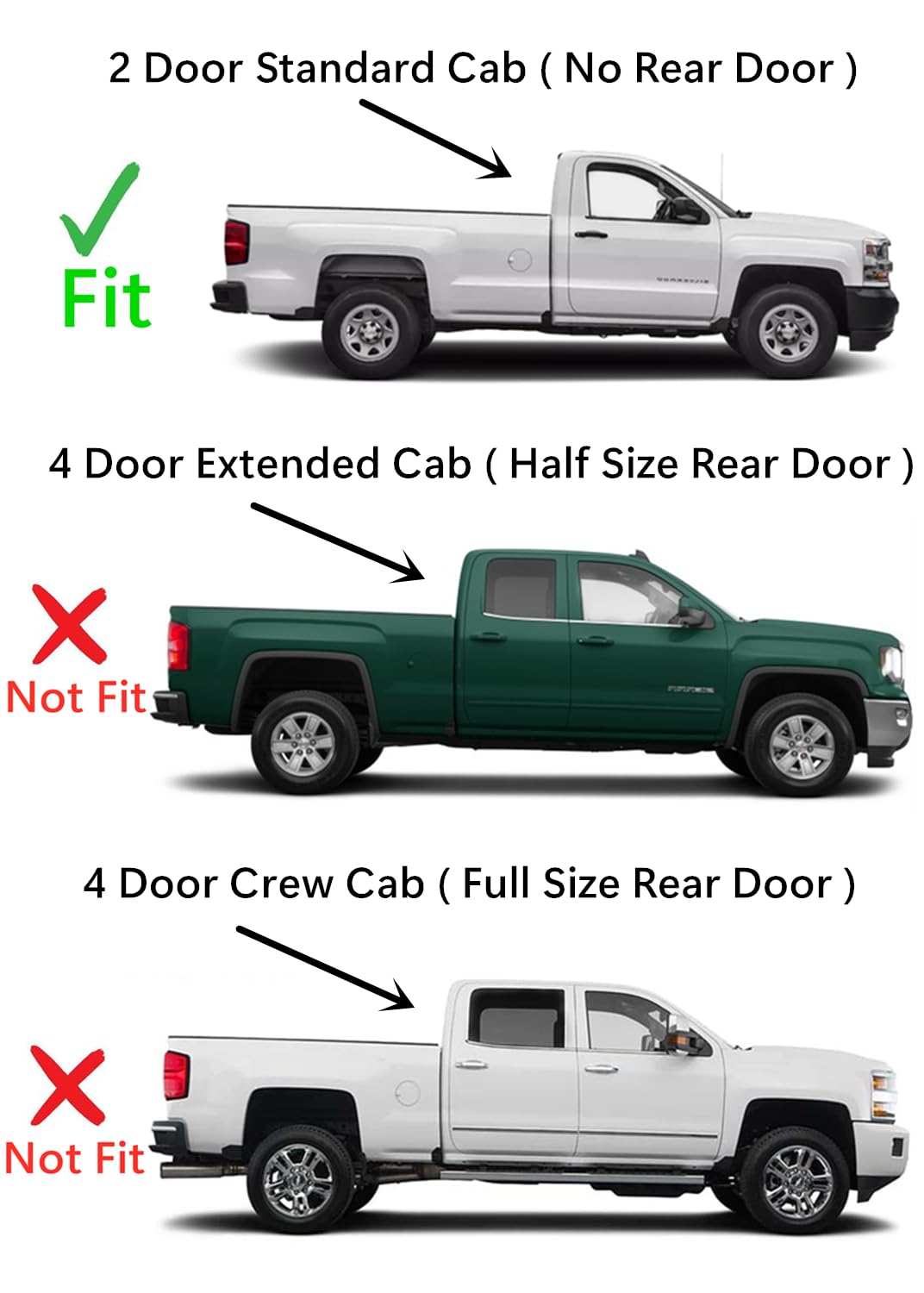 Replacement Passenger Side Window Glass for 2014-2018 Chevy Silverado & 2015-2019 GMC Sierra 1500/2500/3500 2-Door Standard Cab Trucks - Right Door Panel - Perfect for DIY Auto Glass Repair & Replacement