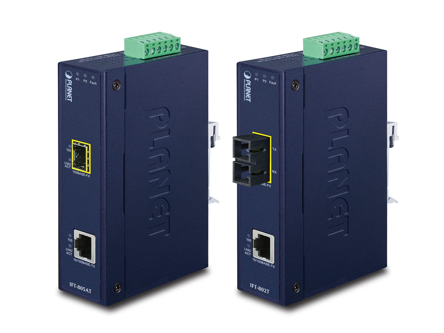 IP30 Slim Industrial Fast Ethernet Media Converter IFT-805AT | 10/100Mbps SFP Fiber Converter | -40°C to 75°C Wide Temperature Range | Ideal for Factory Automation, Harsh Environments & Outdoor Networking