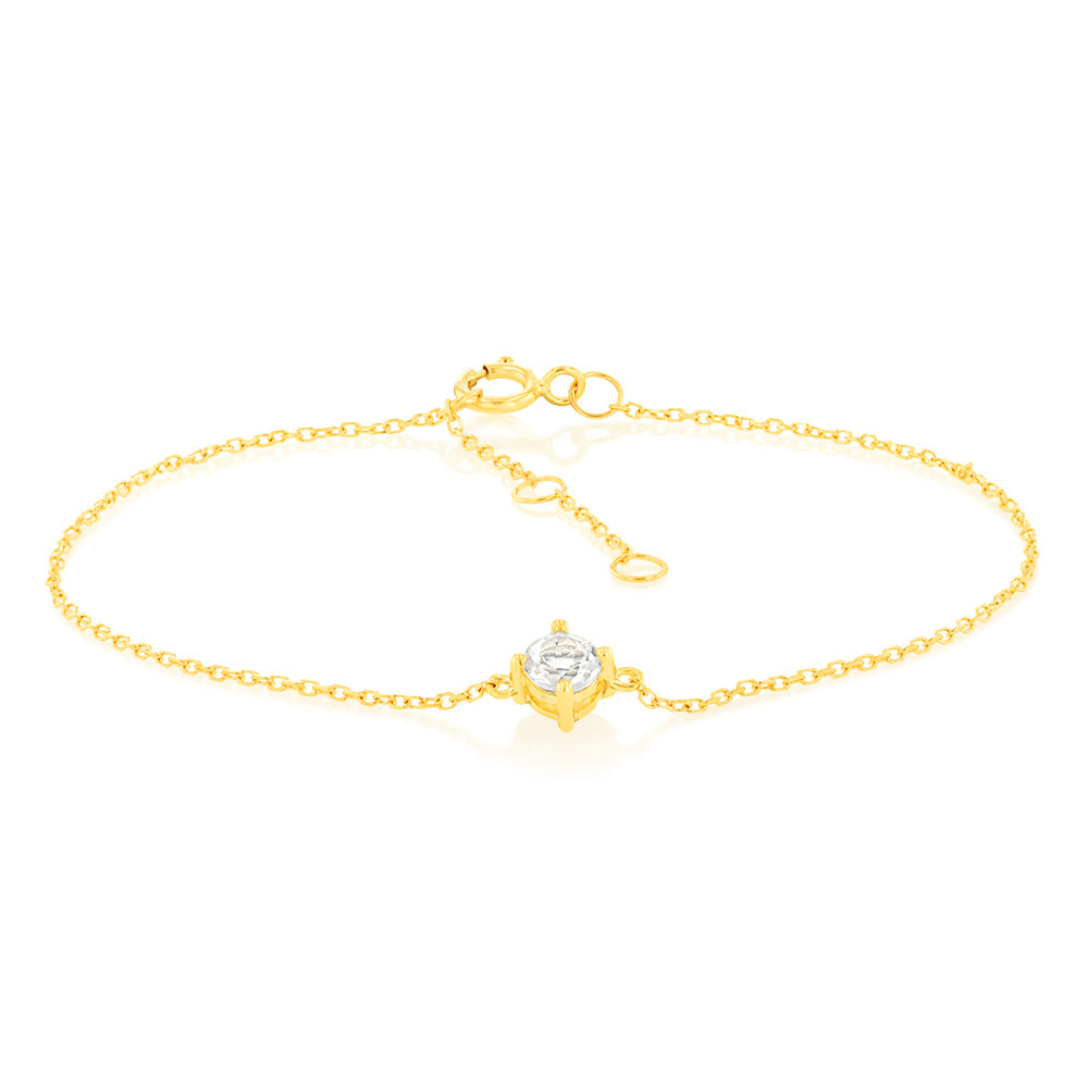 0.30 Carat White Topaz Adjustable Bracelet 17cm in 9ct Yellow Gold - Elegant Jewelry for Women, Perfect for Weddings, Parties & Gifts