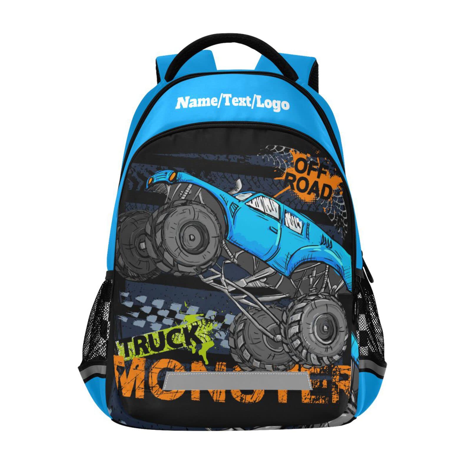 Custom Personalized Monster Truck Backpack for Boys & Girls - Durable School Backpack with Adjustable Straps, Kids Bookbag for Elementary Students - Perfect for School, Travel & Outdoor Adventures