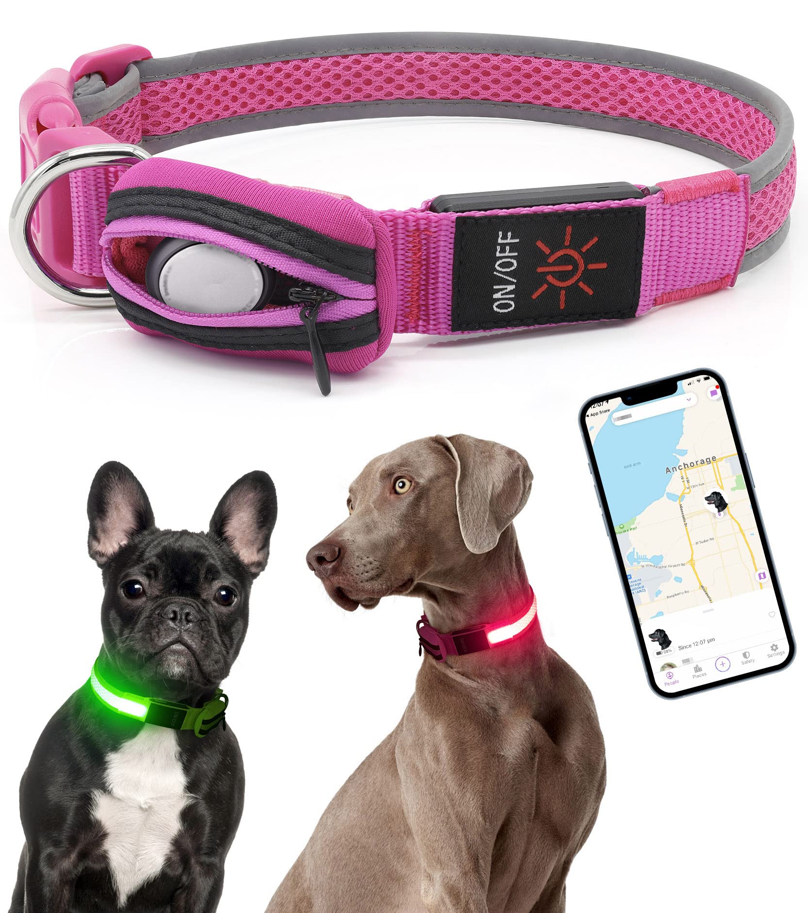 **Visinite Rechargeable LED Dog Collar with Reflective Strip – Glow in The Dark Safety Collar for Small Dogs, Nighttime Walking & Outdoor Adventures**