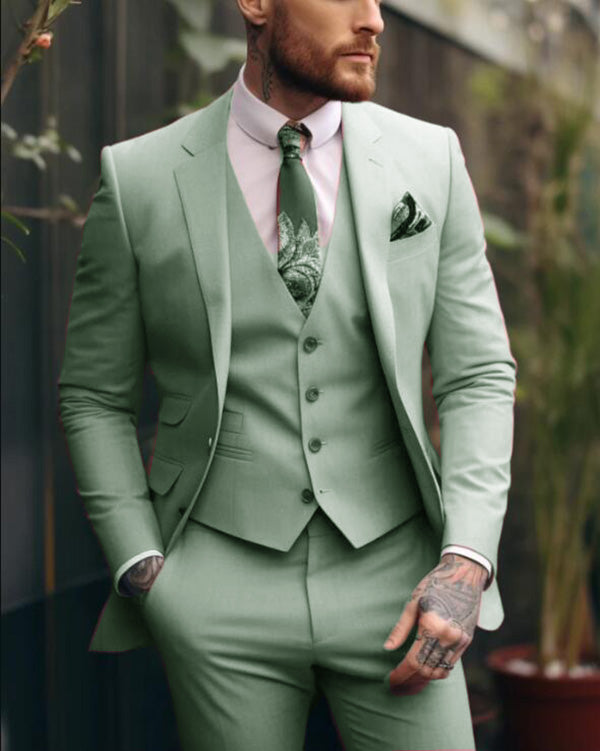 2024 Sage Green Groomsmen Suits for Men - 3 Piece Spring Wedding Outfit Set (CS2417) | Perfect for Formal Weddings, Bridal Parties & Special Occasions