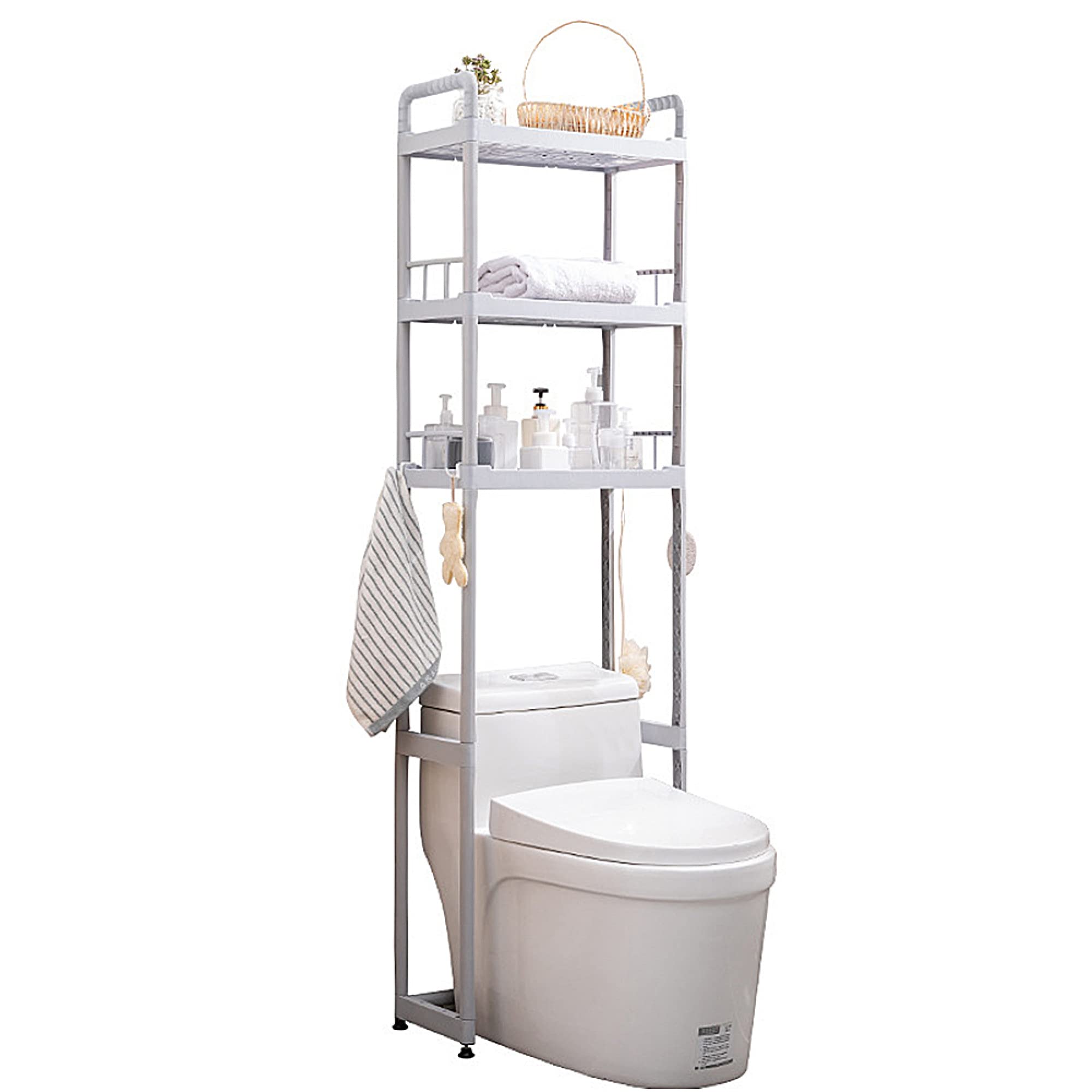 Space-Saving 3-Tier Bamboo Over-The-Toilet Storage Cabinet - Freestanding Bathroom Organizer with Open Shelves for Towels, Toiletries & Decor - Perfect for Small Bathrooms, Apartments & Powder Rooms