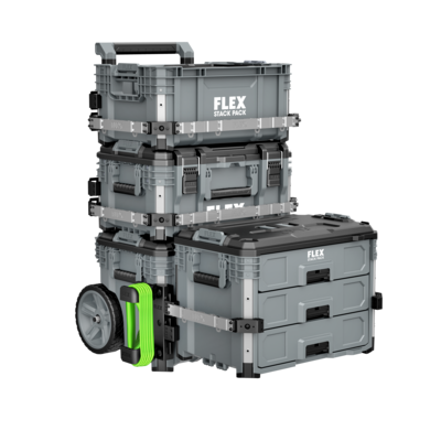 FLEX STACK PACK™ FS1105 3 Drawer Tool Box - Heavy Duty Plastic Tool Storage Organizer for Garage, Workshop & DIY Projects - Portable Tool Chest with Secure Latches & Ergonomic Handle